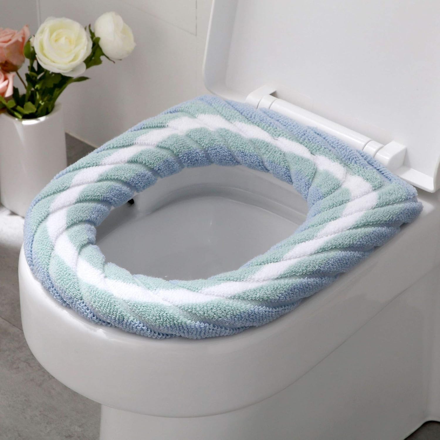 3 piezas de asientos de inodoro, cojín de asiento de inodoro suave y cálido lavable