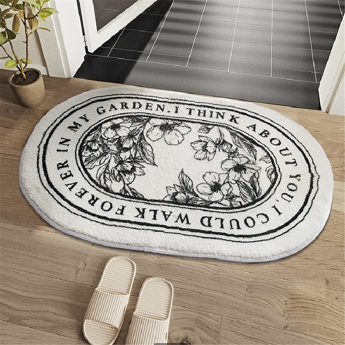 Alfombra de baño ovalada retro, antideslizante, absorbente de agua, ultra suave y transpirable, fácil de limpiar, tapete para entrada del hogar,