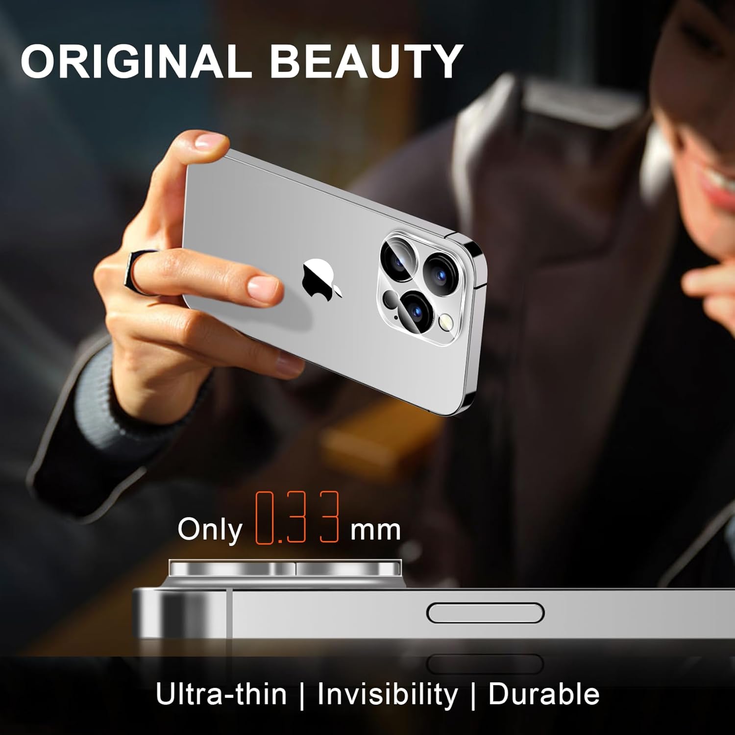 QsmQam Paquete de 3 protectores de pantalla para iPhone 15 Pro Max de 6.7 pulgadas con 3 protectores de lente de cámara, vidrio templado Ultra HD,
