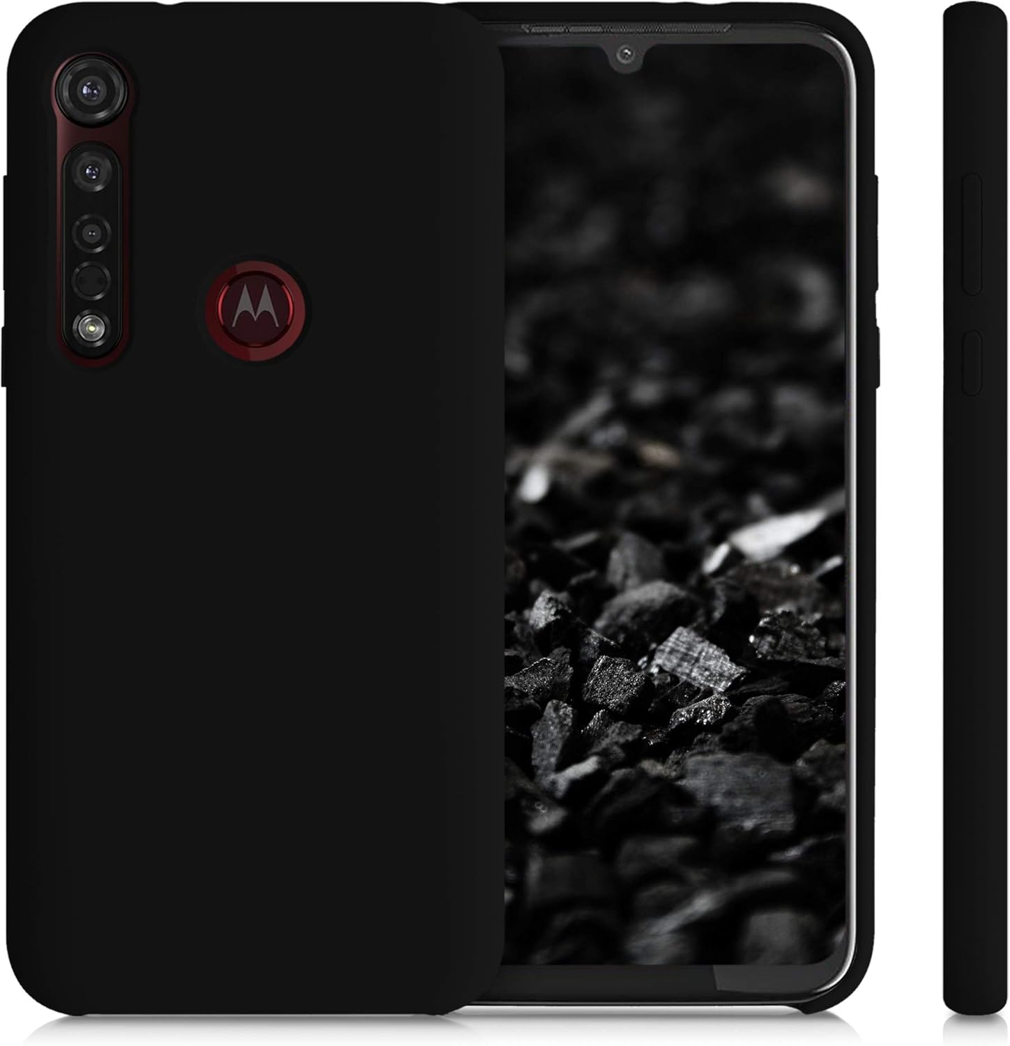 kwmobile Funda compatible con Motorola Moto G8 Plus – Funda de silicona TPU con acabado suave – Negro