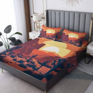 Juego de sábanas de 4 piezas con diseño de árbol de Joshua, sábanas y fundas de almohada estampadas de microfibra suave con bolsillo profundo, Juego de sábanas de 4 piezas con diseño de árbol de Joshua, sábanas y fundas de almohada estampadas de microfibra suave con bolsillo profundo,