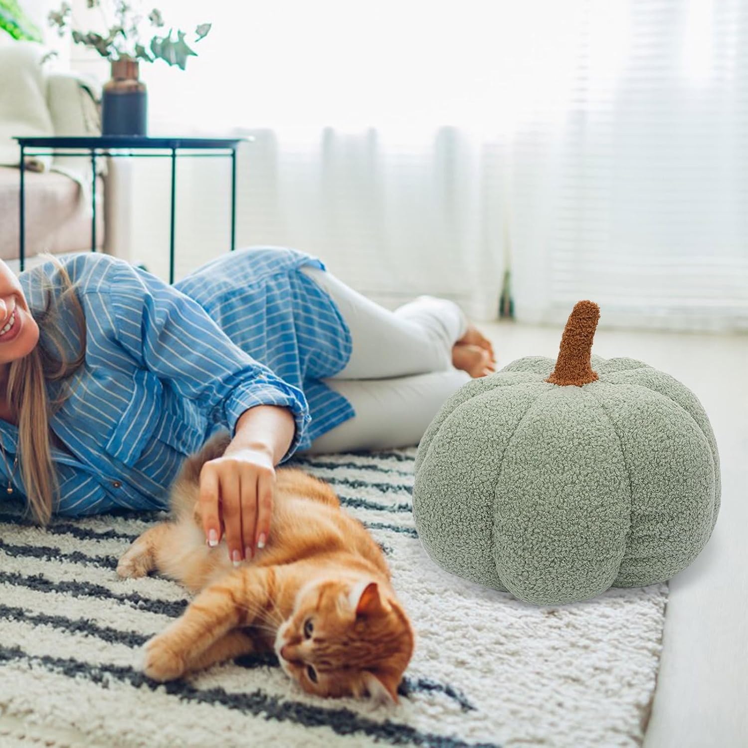 TToyeric Almohada de calabaza de peluche de calabaza de Halloween, almohada de calabaza simulada en 3D, cojín de sofá para decoración del hogar,
