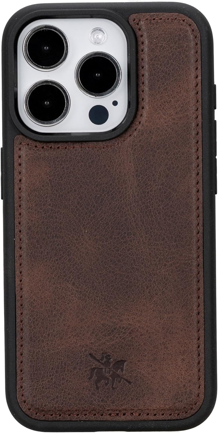 Venito Lucca – Funda para iPhone 15 Pro compatible con Magsafe, cubierta trasera suave de piel auténtica, protectora, delgada de 6.1 pulgadas, color