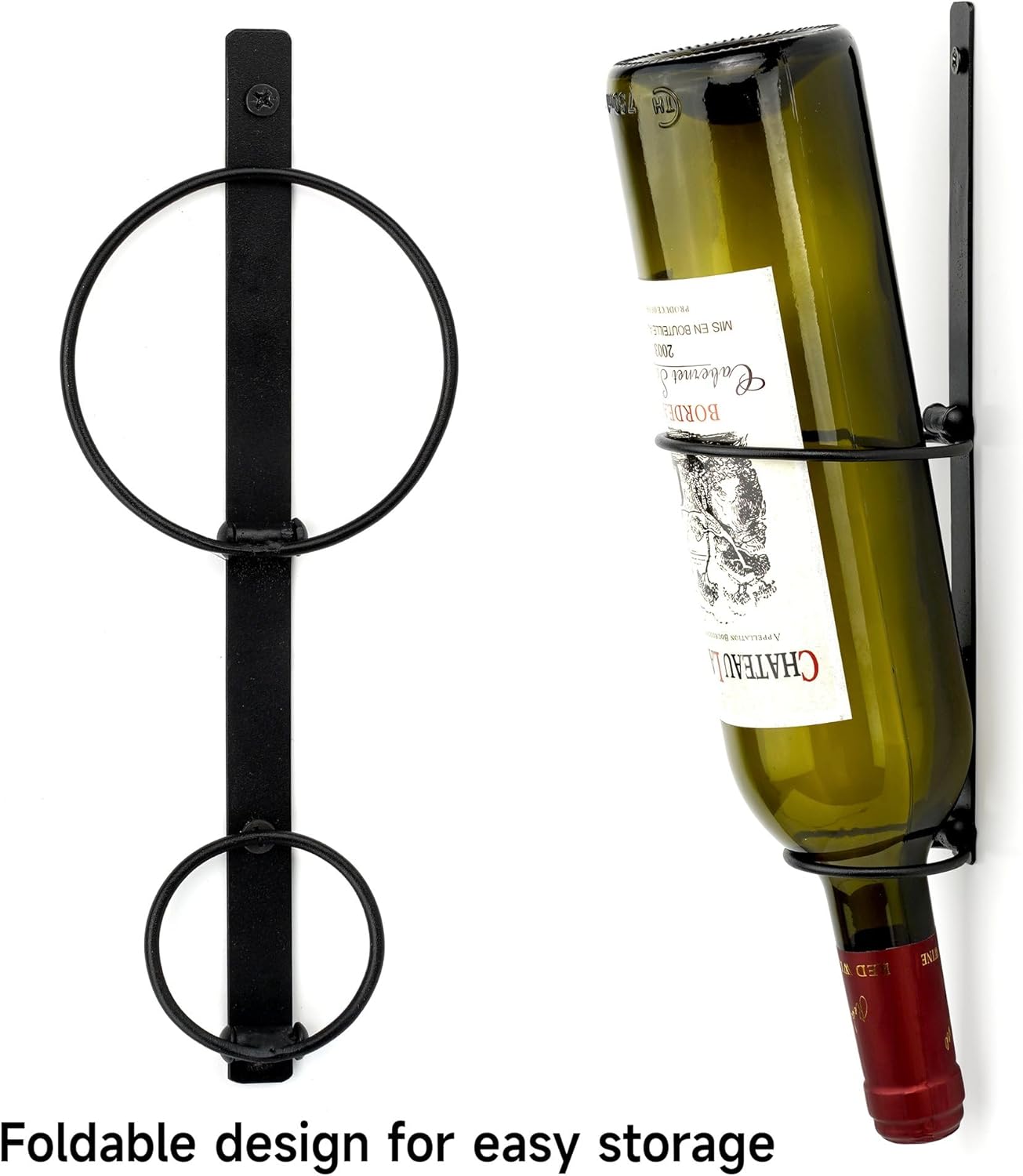 AQAREA Soporte para estante de vino de montaje en pared Soporte de vino de metal para vino individual o licor para exhibir y almacenar