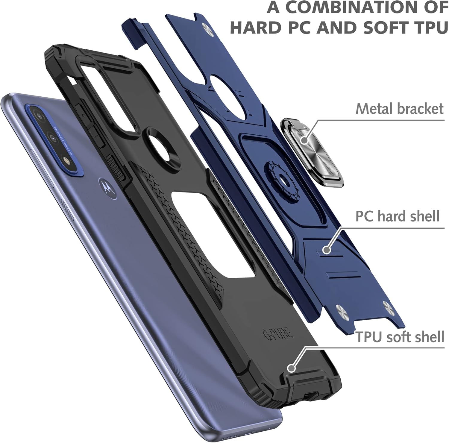 YmhxcY Funda para Moto G Pure, funda Moto G Power 2022, grado militar funda para teléfono con soporte de anillo para Moto G PureMoto G Power 2022-YY