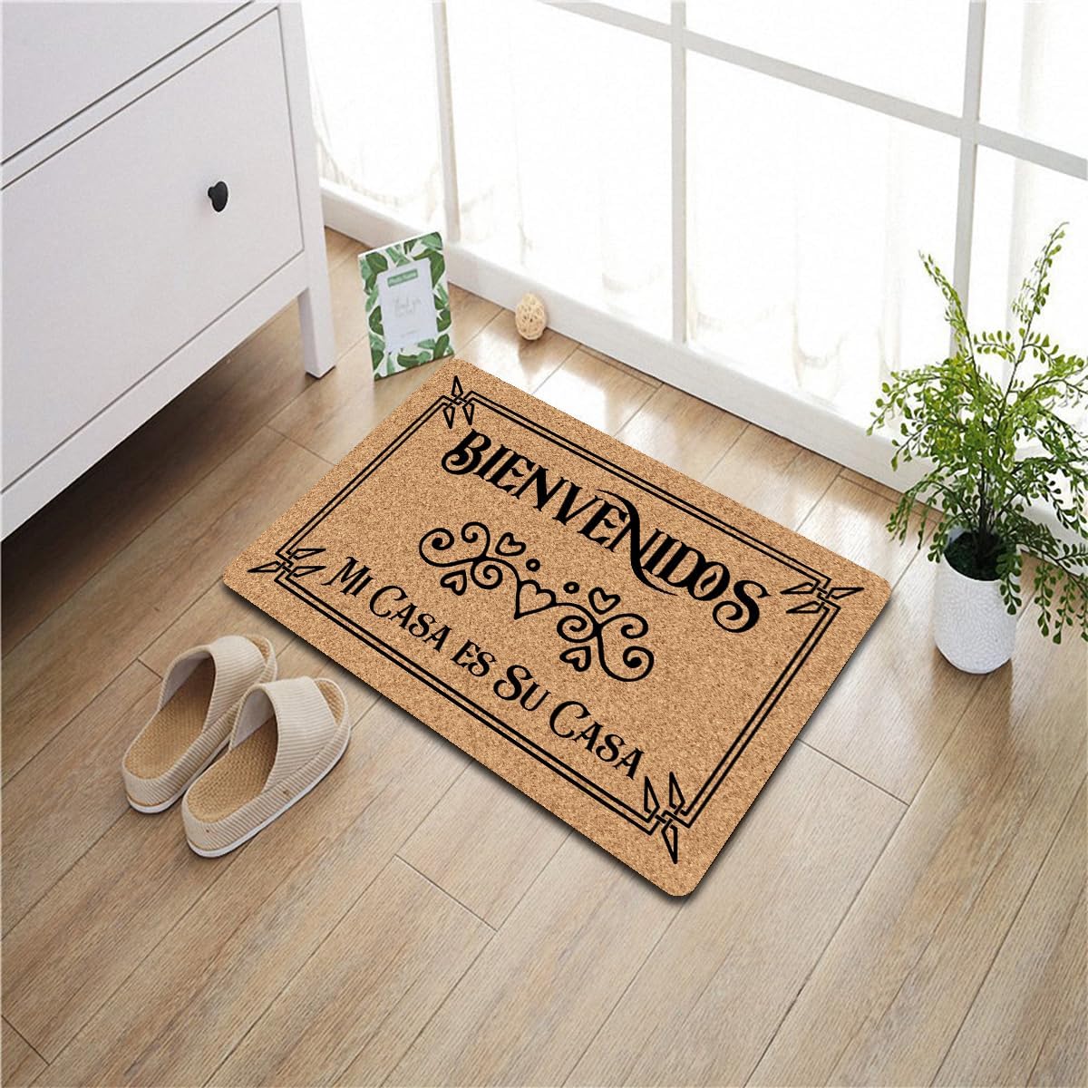 JFFBFF Bienvenidos Mi Casa ES Su Casa – Tapete divertido para entrada con respaldo antideslizante para interiores y exteriores, tapete decorativo