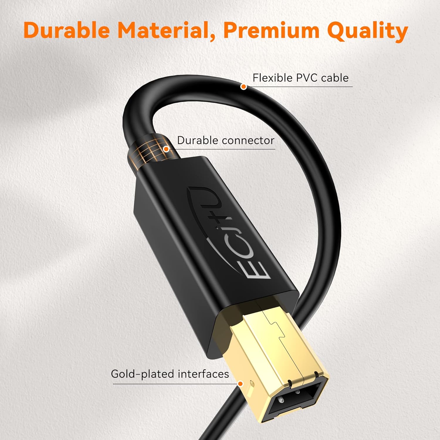 Cable de impresora USB C de 30 pies (paquete de 1), cable de impresora tipo C, USB 2.0 B macho a macho C, cable de repuesto para teclados,