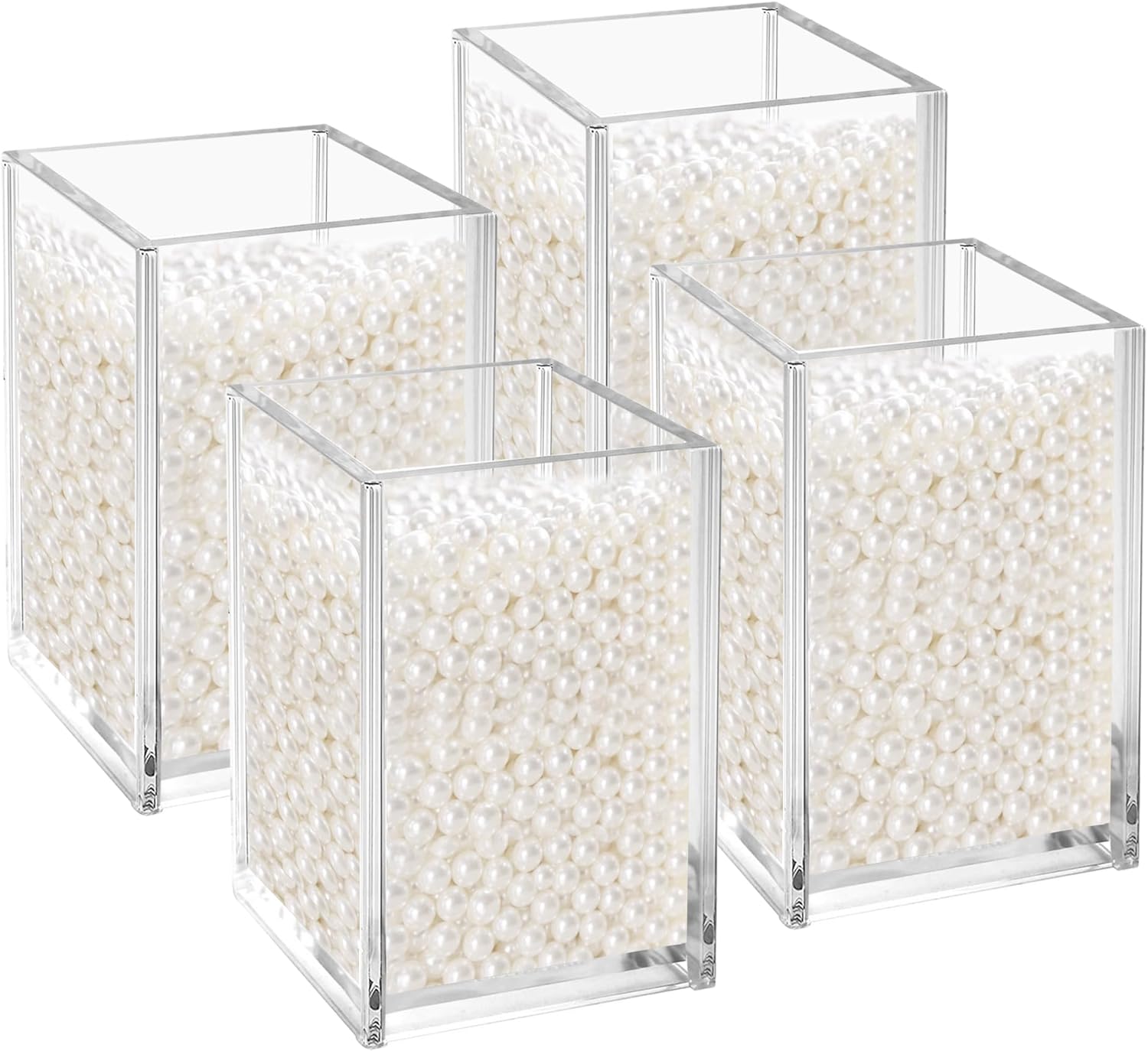 ailisaail Paquete de 4 organizadores de maquillaje acrílico transparente, soporte para brochas de maquillaje, soporte para bolígrafos, delineadores