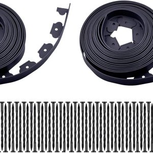 Borde de jardín, borde de paisaje de 80 pies con 100 picos para césped de 2 pulgadas de alto (negro, 80 pies) Borde de jardín, borde de paisaje de 80 pies con 100 picos para césped de 2 pulgadas de alto (negro, 80 pies)