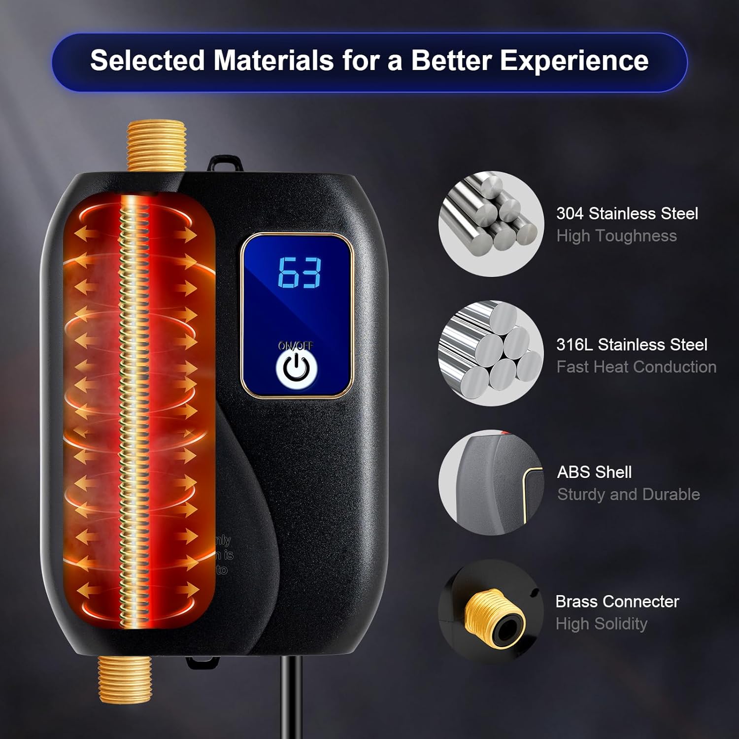 Calentador de agua eléctrico, calentador de agua caliente instantáneo de 110 V, enchufe debajo del fregadero, calentador de agua sin tanque bajo