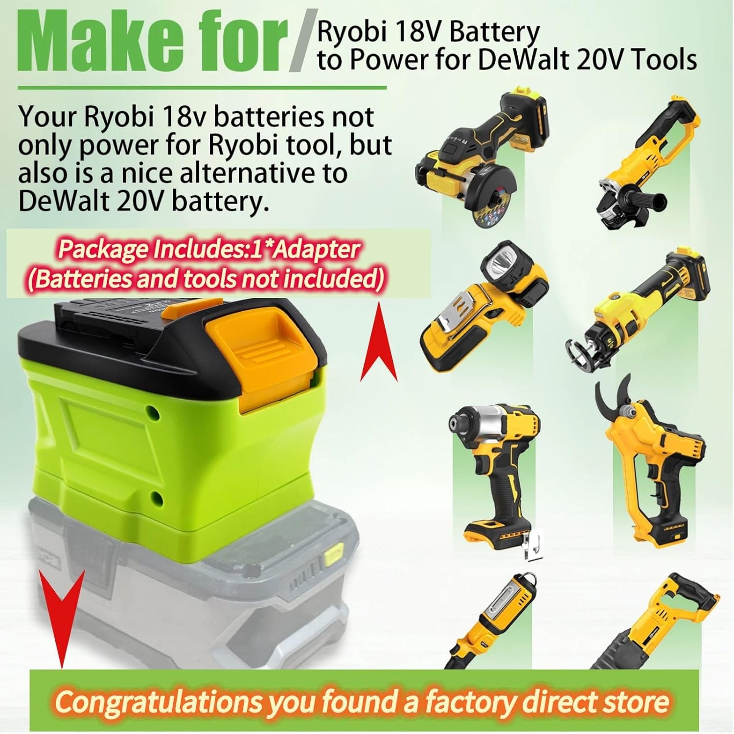 para Ryobi para convertidor de adaptador de batería Dewalt, reemplazo para batería Dewalt 20V, para Dewalt 20V adaptador de herramienta eléctrica