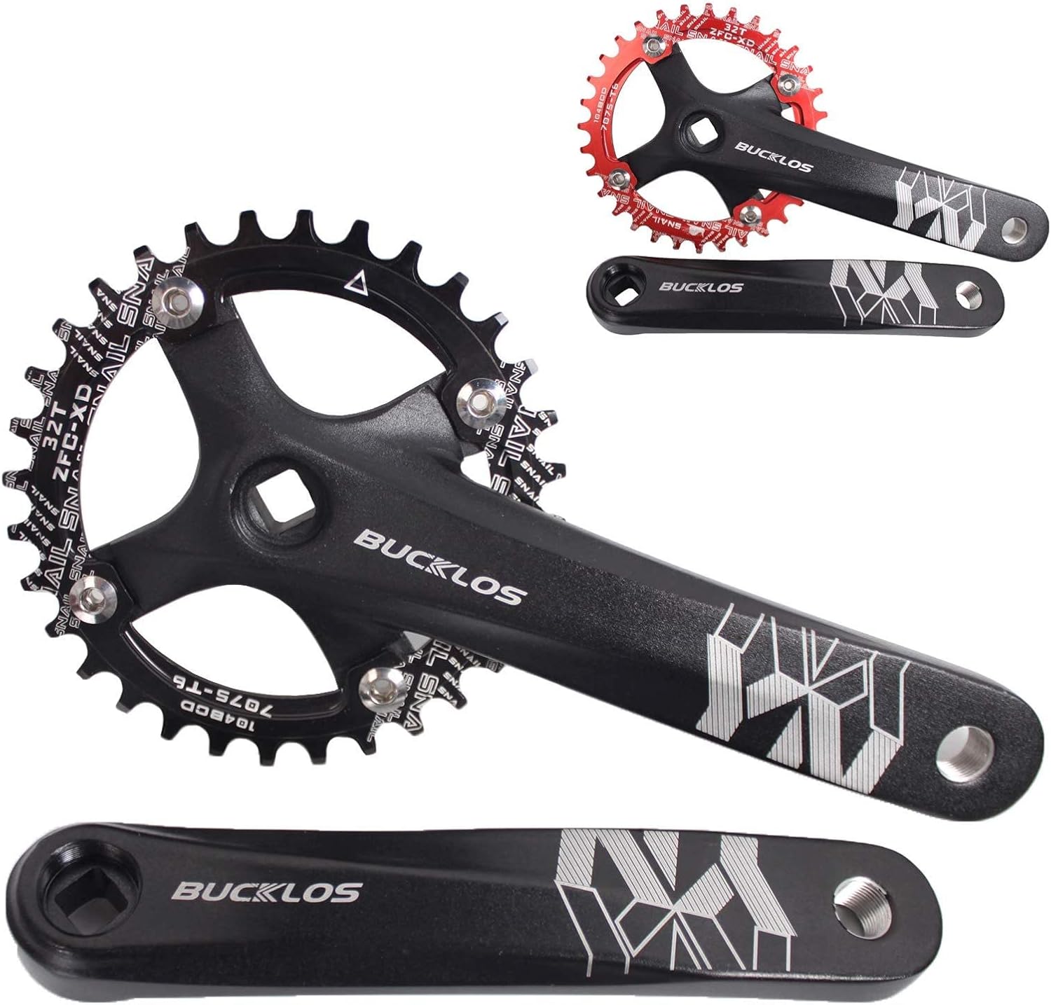 BUCKLOS MTB – Grüeta cuadrada cónica de 6.693in, 104 BCD de montaña estrecho de dientes anchos 323436384042T, plato redondo y ovalado de una sola