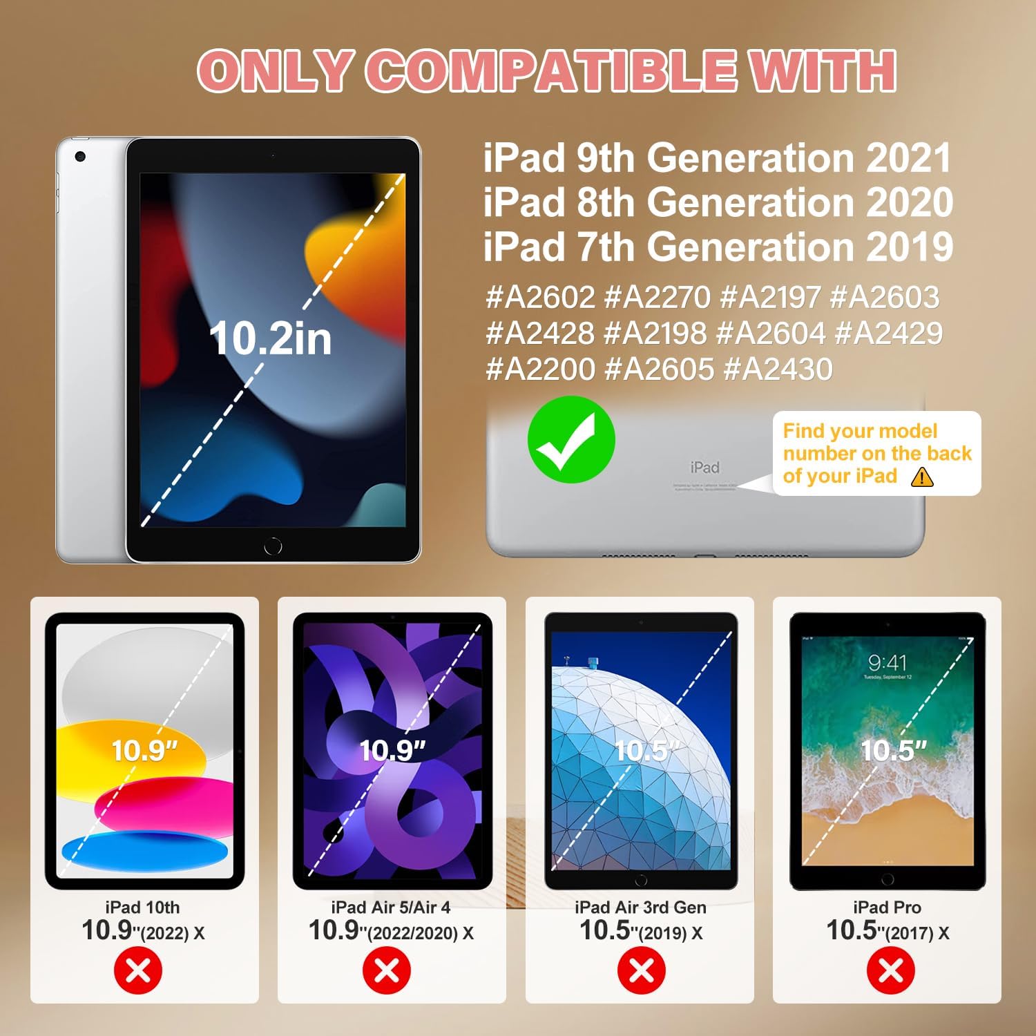 Funda para iPad de 9 generación, iPad de 87 generación con soporte para lápiz y soporte, correa para el hombro, funda protectora duradera a prueba