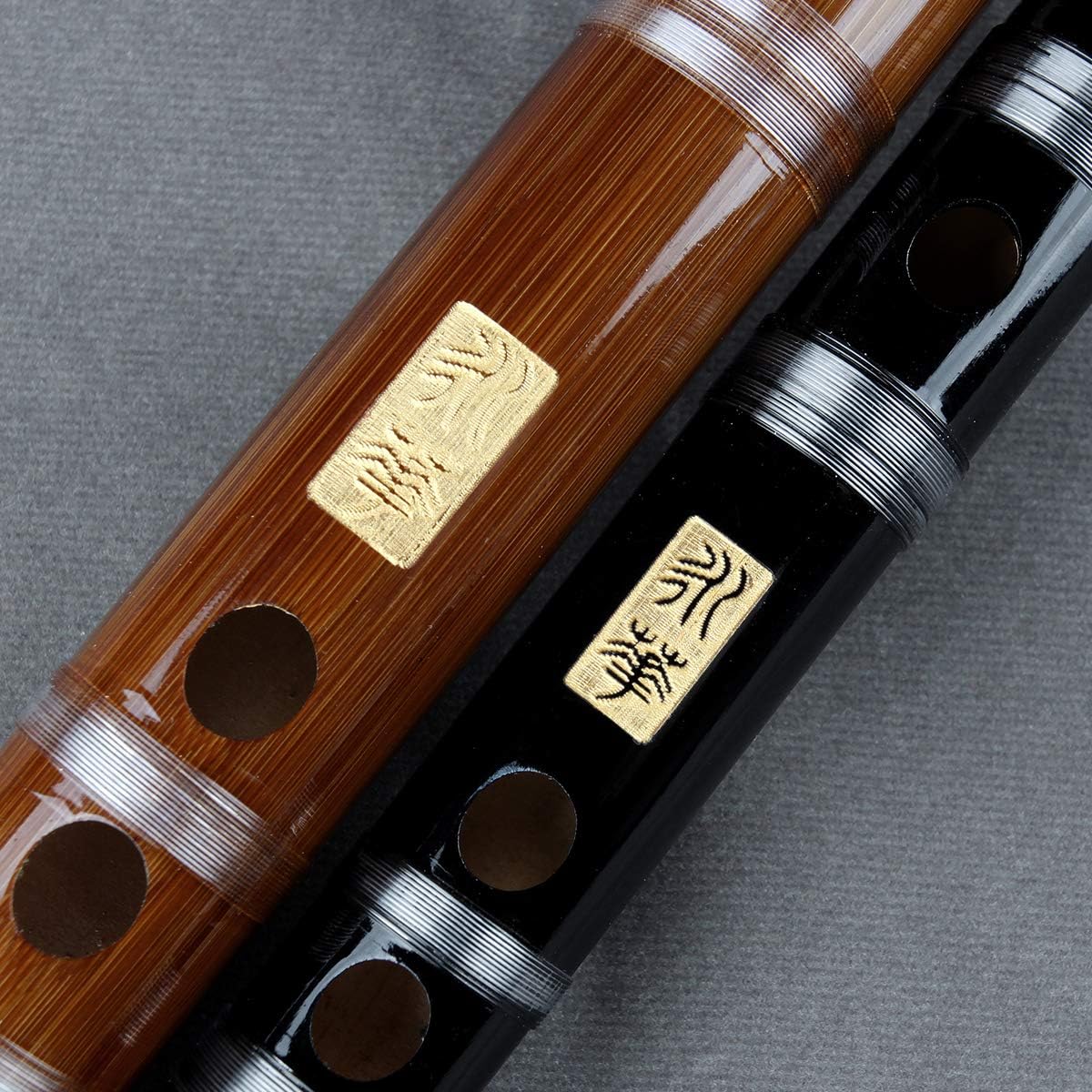 Flauta vertical de clarinete de bambú con línea transparente, instrumento musical hecho a mano chino (tecla -C negra)