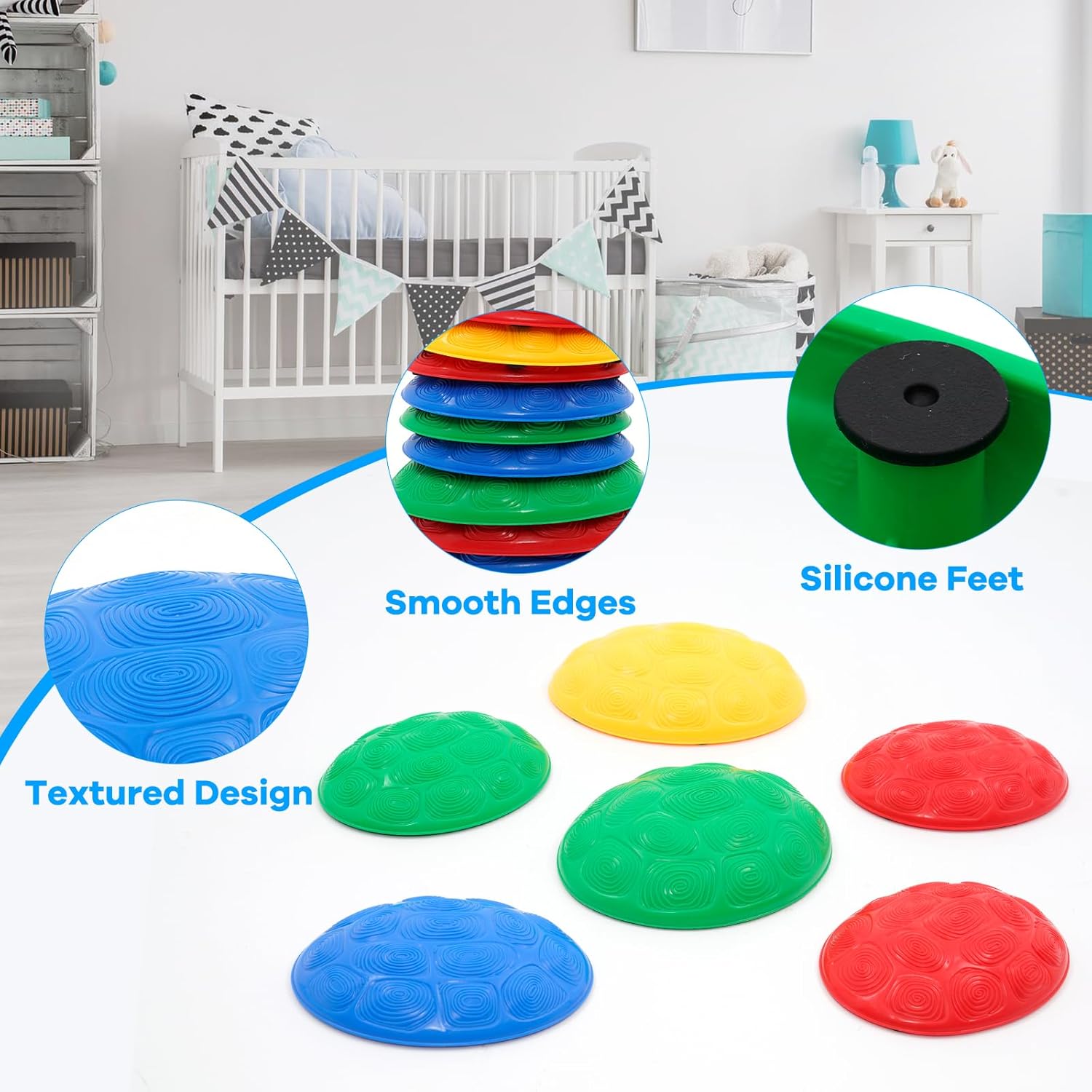 Eapura Juego de 11 piedras de equilibrio antideslizantes para niños, bloques de equilibrio para interiores y exteriores, equipo de fitness para
