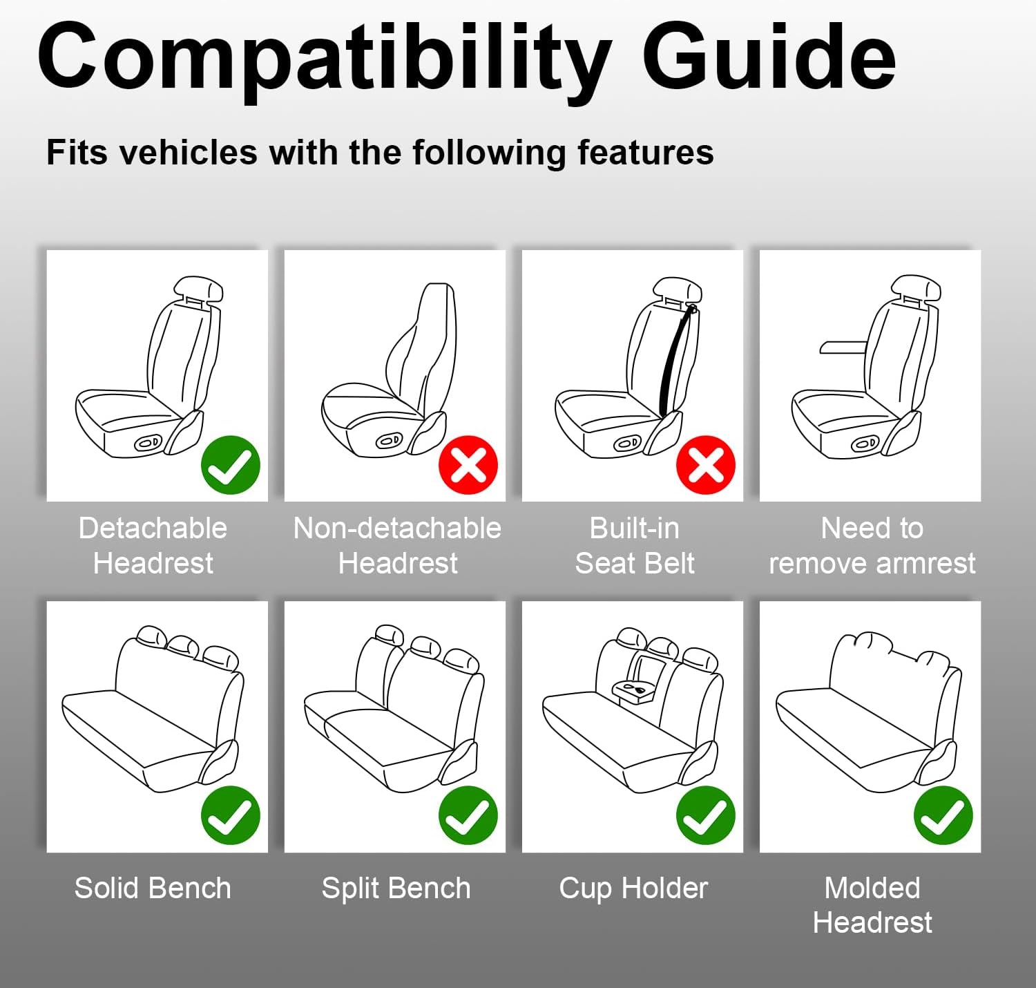 Wekar WK-009 – Fundas de asiento de automóvil de piel napa para 5 asientos, fundas de asiento delantero y trasero, funda de cojín impermeable para