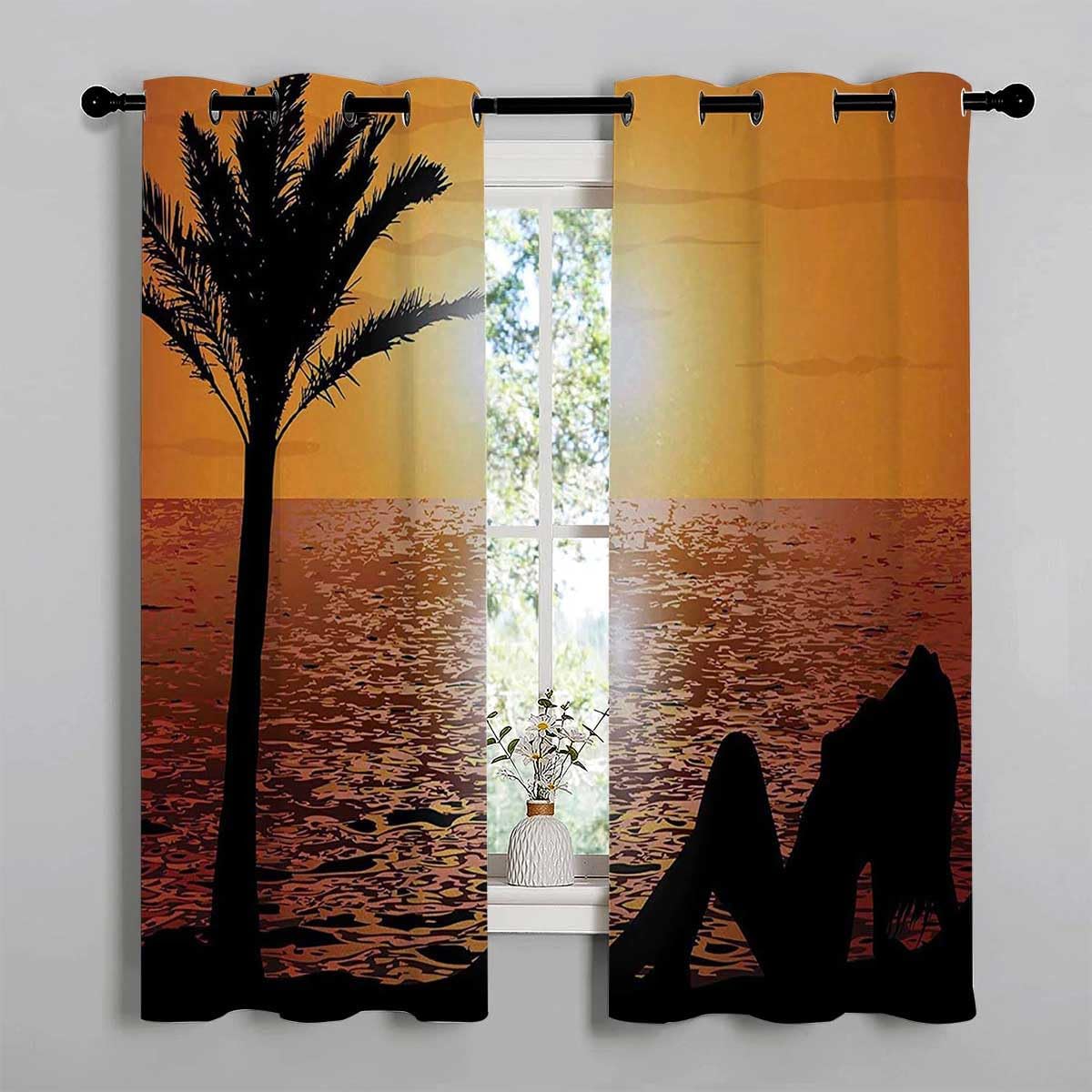 YANFENQI Cortina para Dividir Habitacion – Cortinas cortas temporales para pasillos, cortinas opacas con ojales, 55 pulgadas de ancho por 55