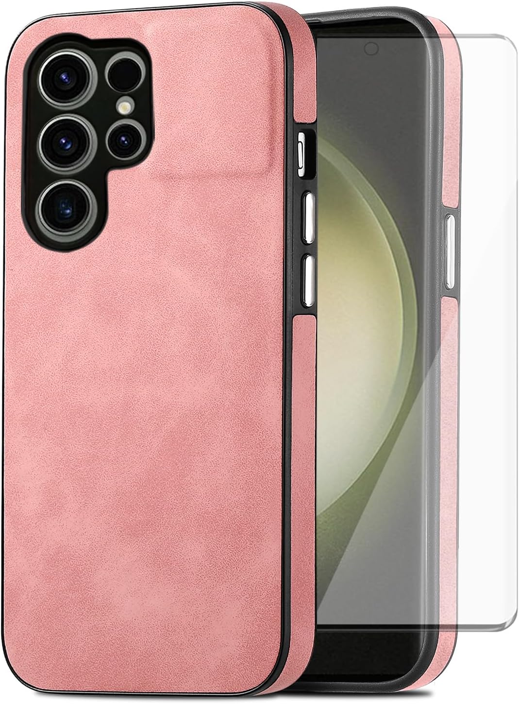Asuwish Funda de teléfono para Samsung Galaxy S23 Ultra 5G con protector de pantalla de vidrio templado y funda delgada de cuero suave, accesorios