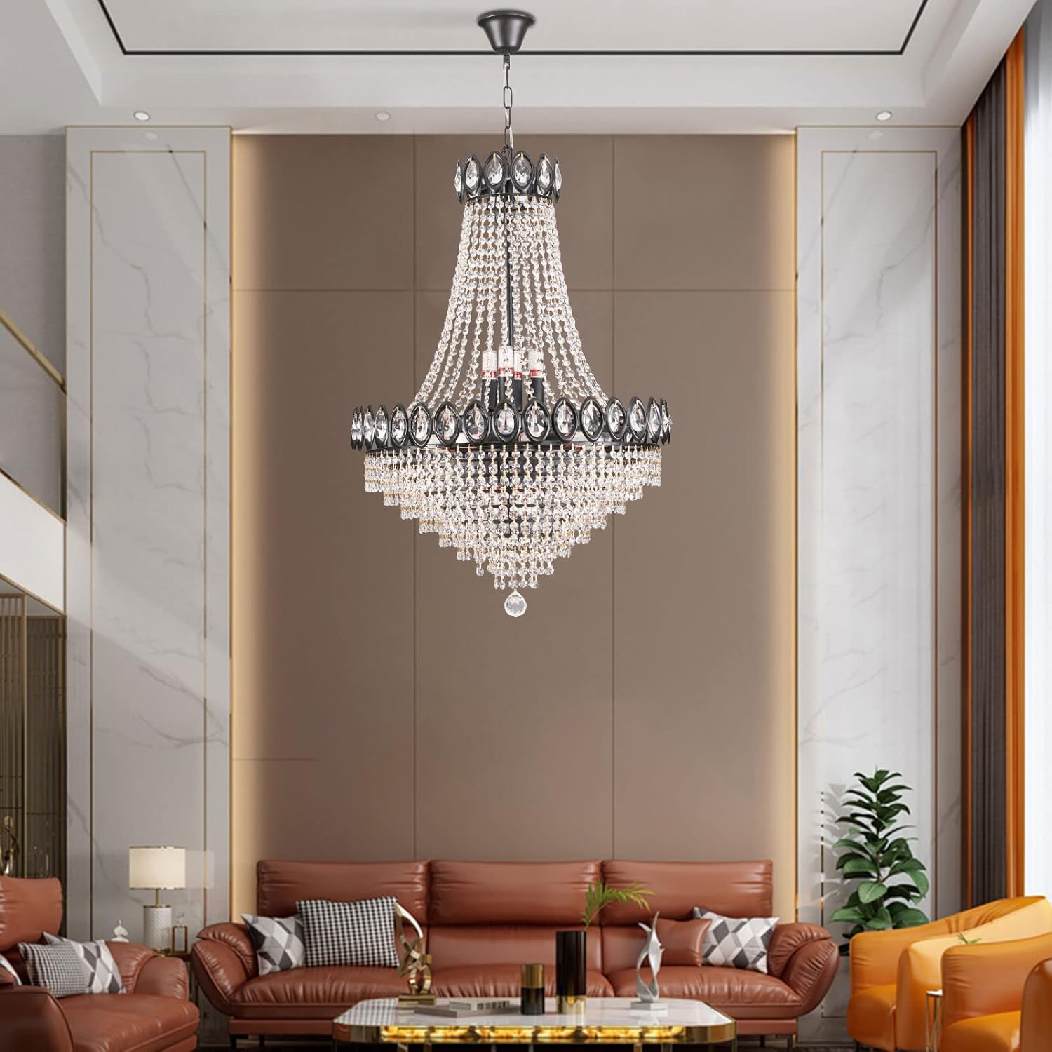 Lámpara de araña de cristal de lujo de 9 luces, moderna lámpara colgante de techo para sala de estar, dormitorio, cocina, isla, pasillo, comedor,