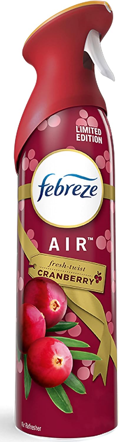 Febreze Ambientador en aerosol en edición limitada Holiday Collection 2020 Fresh-Twist Cranberry Fragrance (peso neto 8.8 onzas por botella).