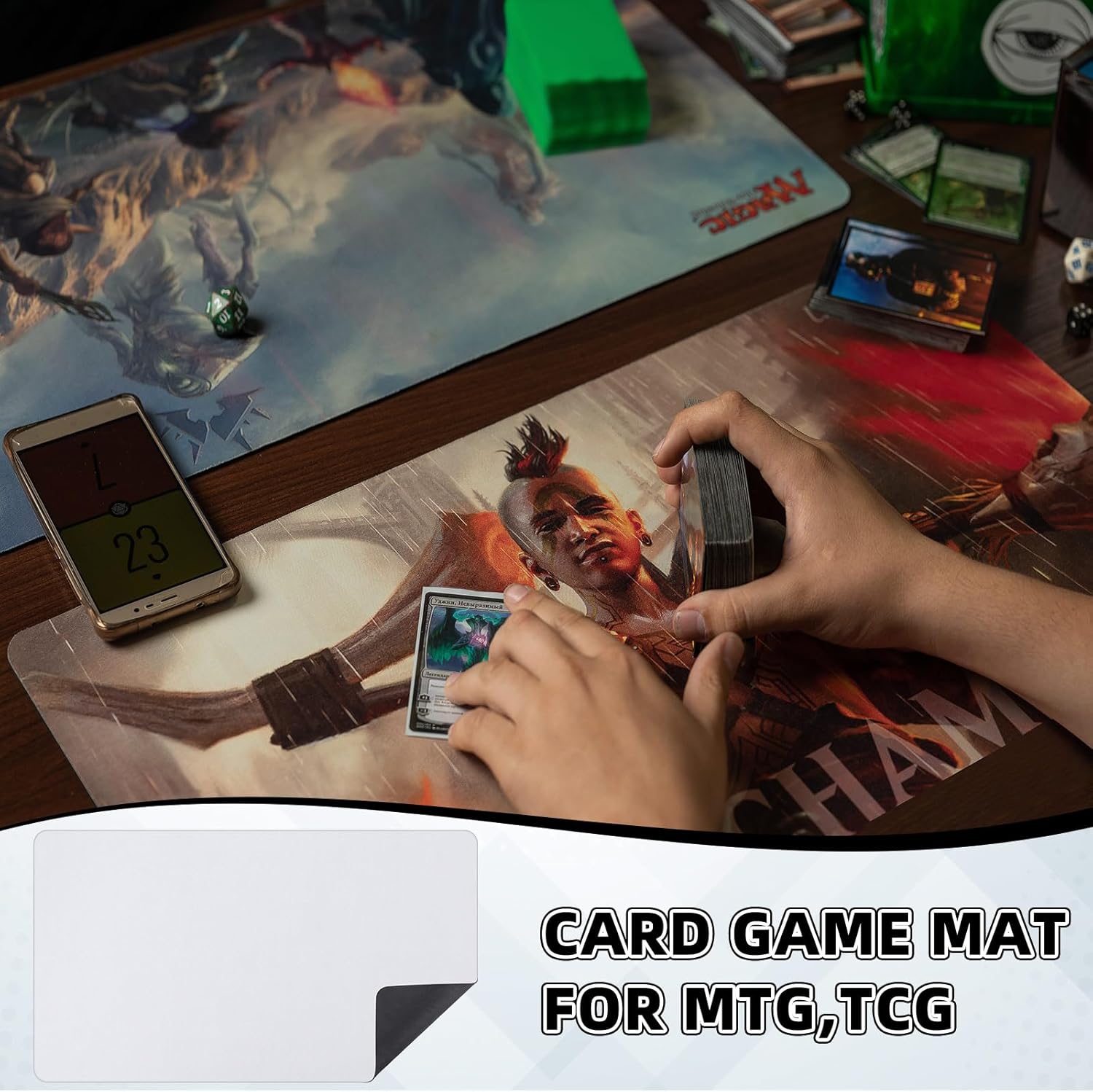 Yexiya Tapete de juego de cartas de 6 piezas, tapete de juego de sublimación para TCG MTG de 24 x 14 pulgadas, tapete de juego de cartas de goma