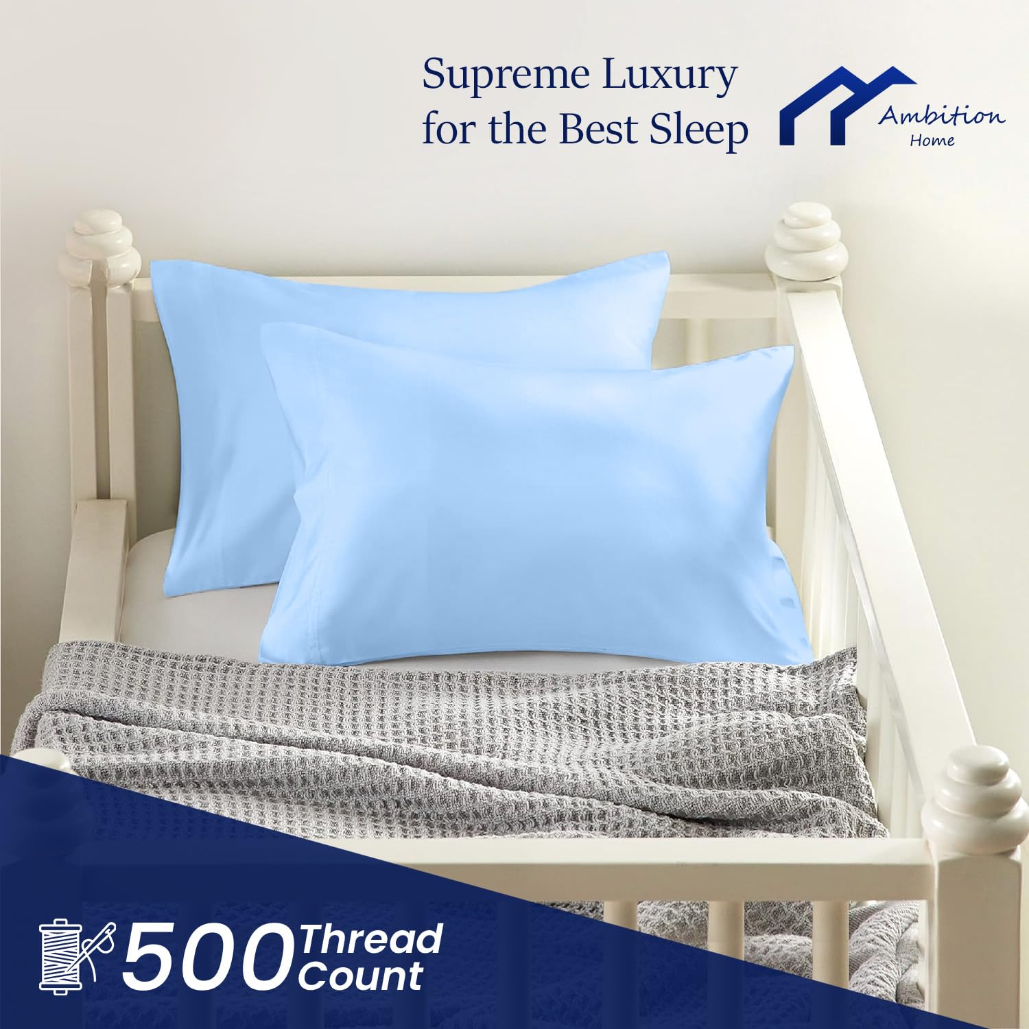 Juego de 2 fundas de almohada pequeñas con cremallera de 14 x 20 pulgadas para almohadas de viaje de 500 hilos, 100% algodón egipcio suave, funda de