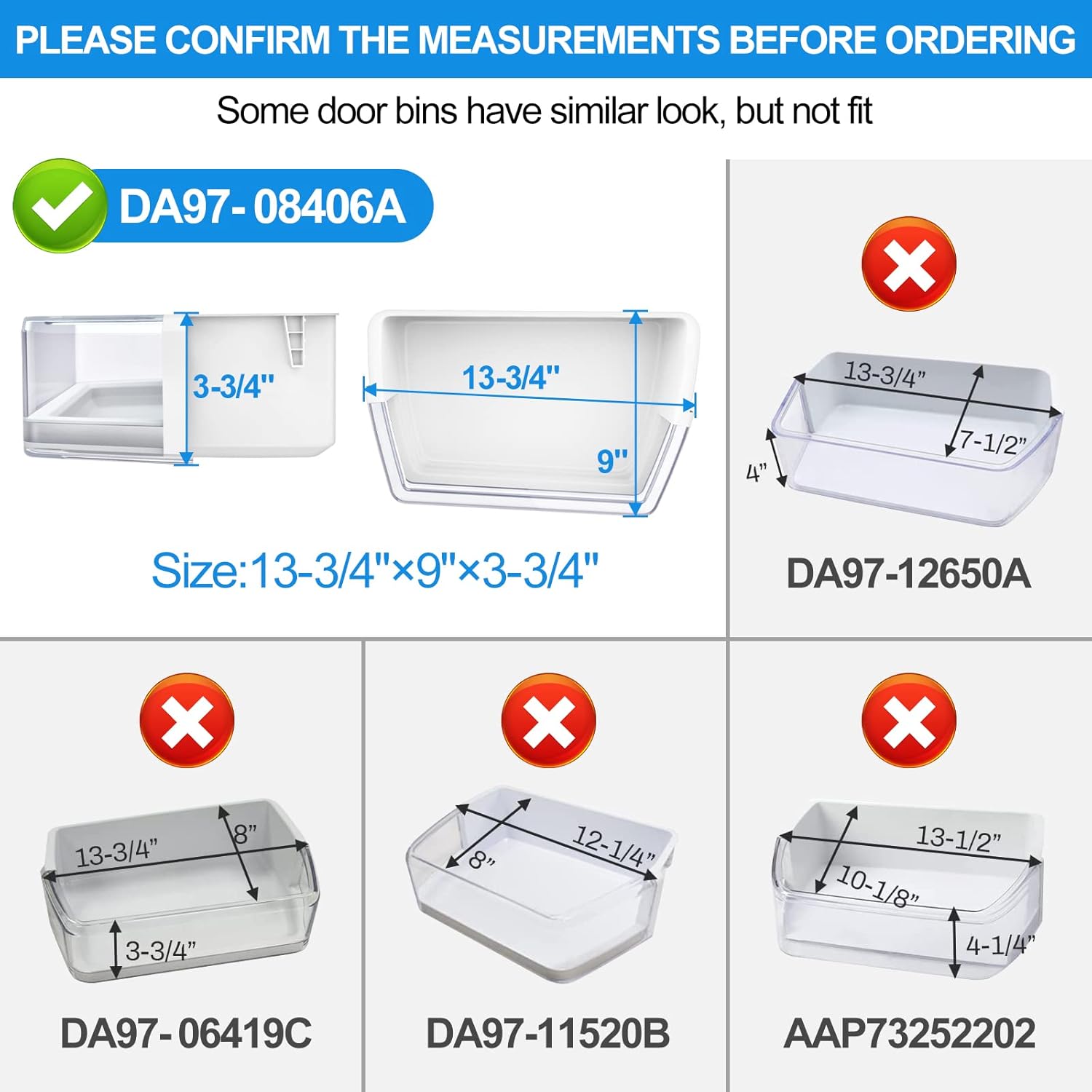 (2 unidades) DA97-08406A actualizado, DA97-08406BC, repuesto de estante derecho para puerta Samsung RF4287HARSRF4289, repuesto de estante de