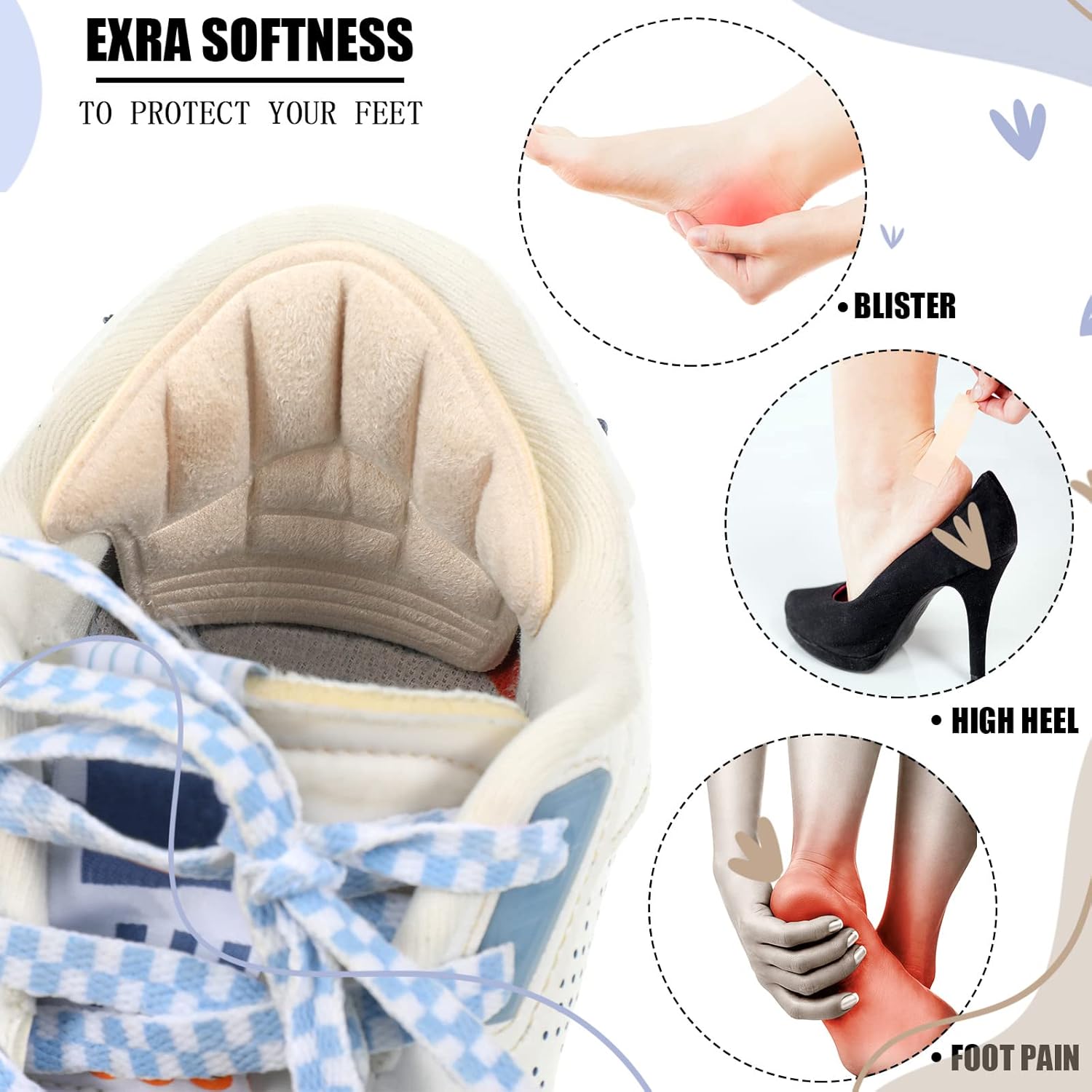 12 empuñaduras de talón para hombres y mujeres, almohadillas de talón para zapatos demasiado grandes, insertos de cojín de talón de cuero para
