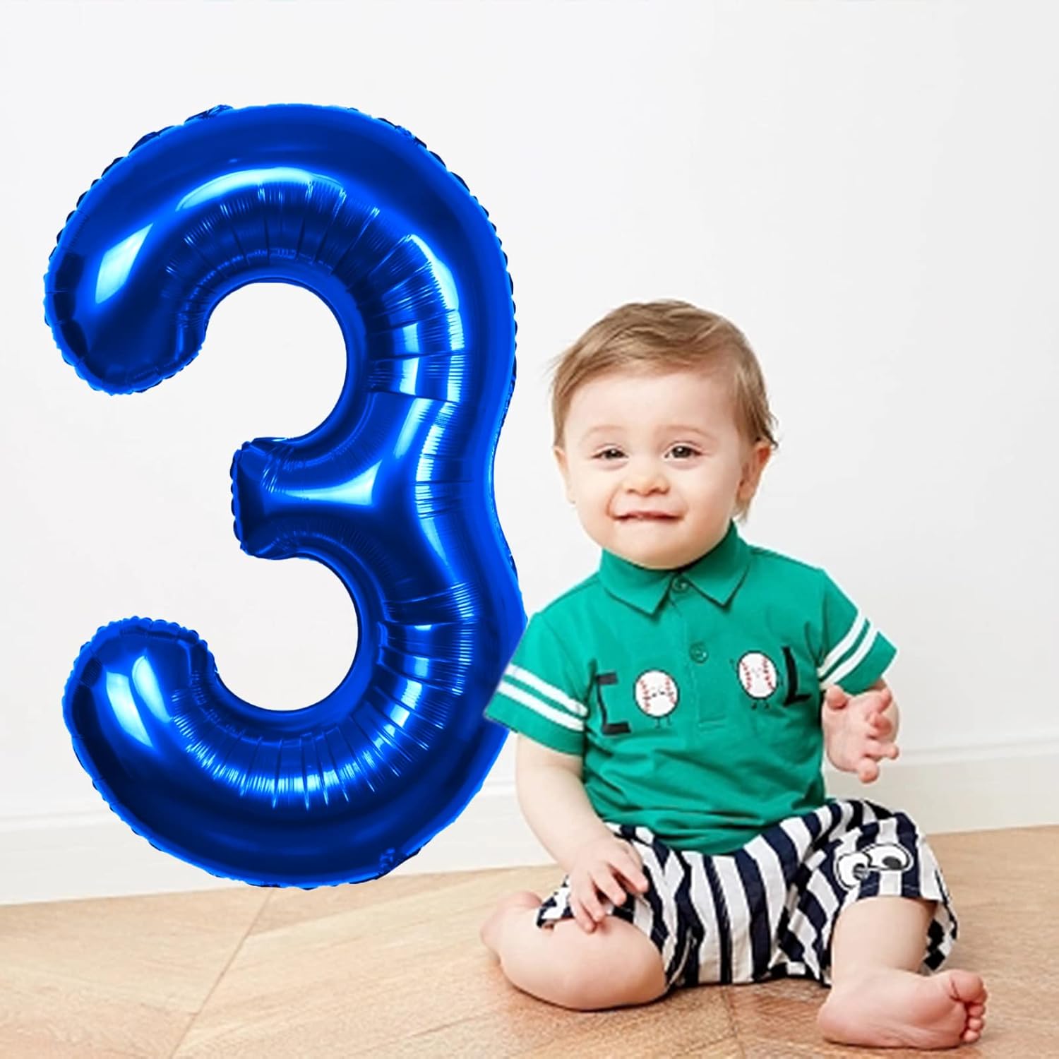 Globo azul número 3 de 40 pulgadas, tamaño extra grande, globos de helio de aluminio de Mylar 3 para fiestas de cumpleaños, decoraciones de