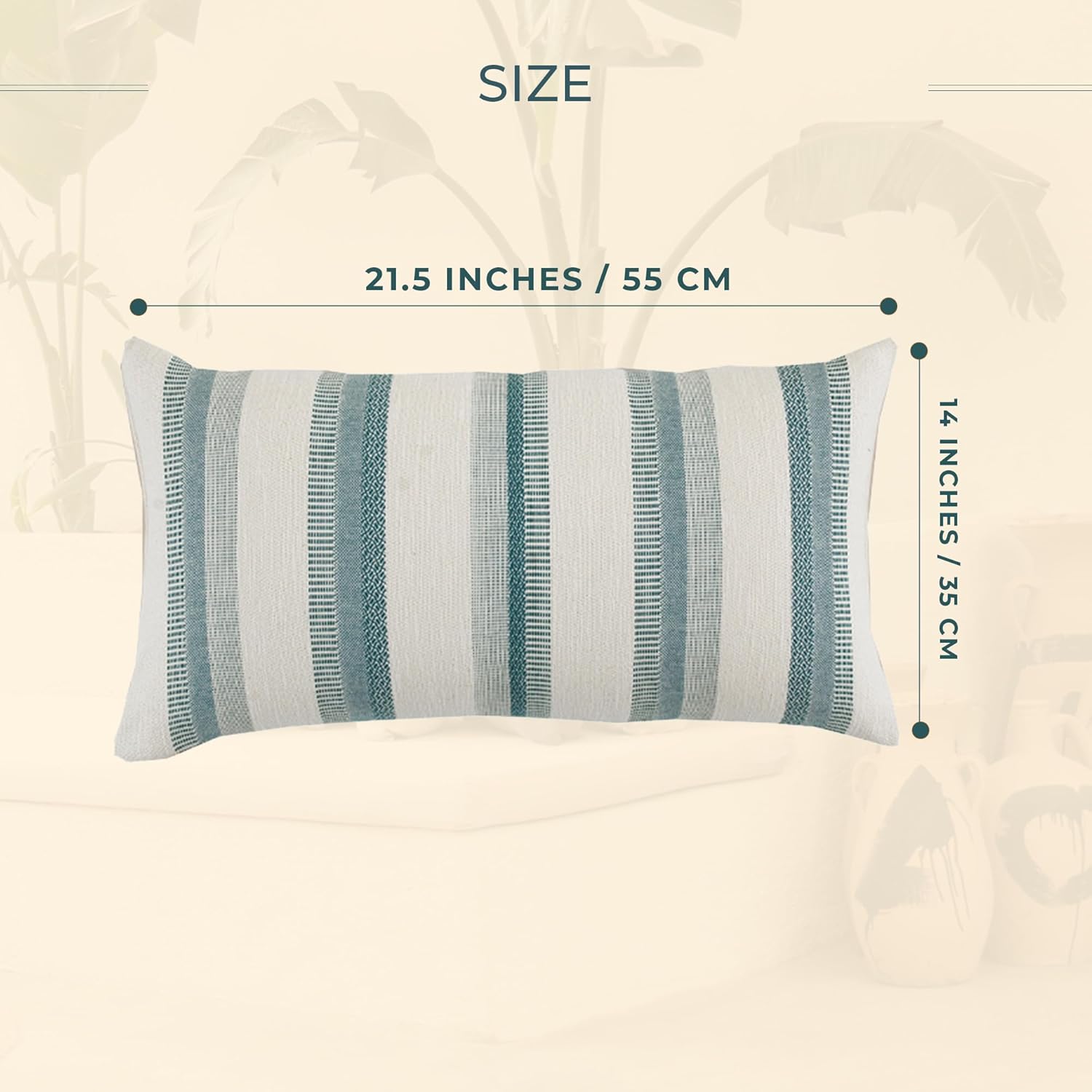 SOULMARK Funda de almohada 100% de algodón turco, suave al tacto, a rayas, bohemio, rectangular, para sofá, sala de estar, cama, sofá, funda de