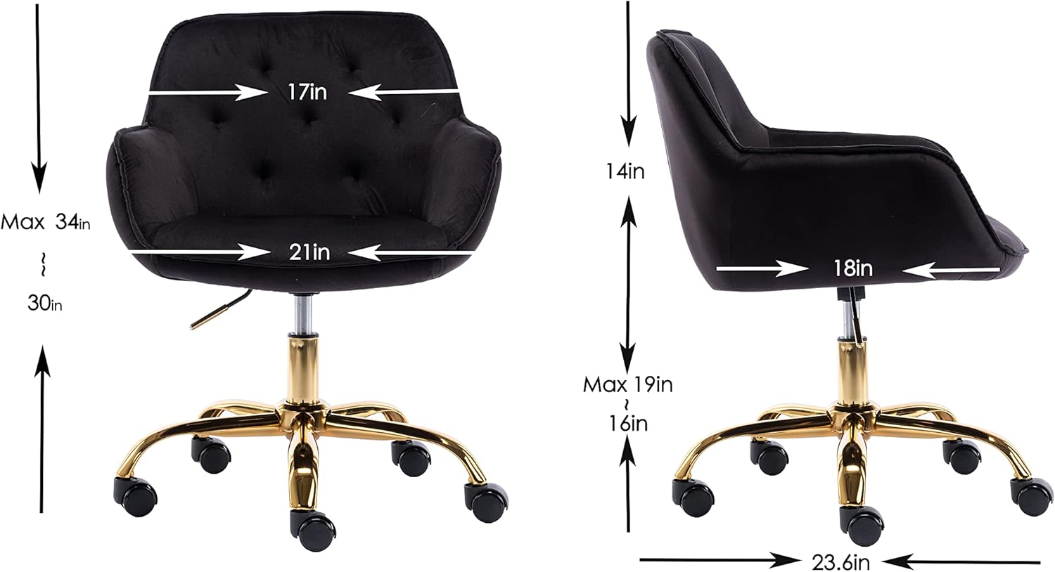 ZOBIDO Comfy – Silla de trabajo para oficina en casa con ruedas, bonita silla de escritorio giratoria ajustable con respaldo de terciopelo, para
