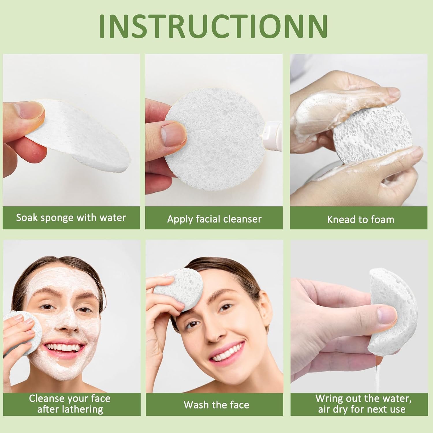 300 esponjas faciales comprimidas para limpieza de celulosa natural, esponja cosmética de spa para limpieza facial, maquillaje exfoliante o