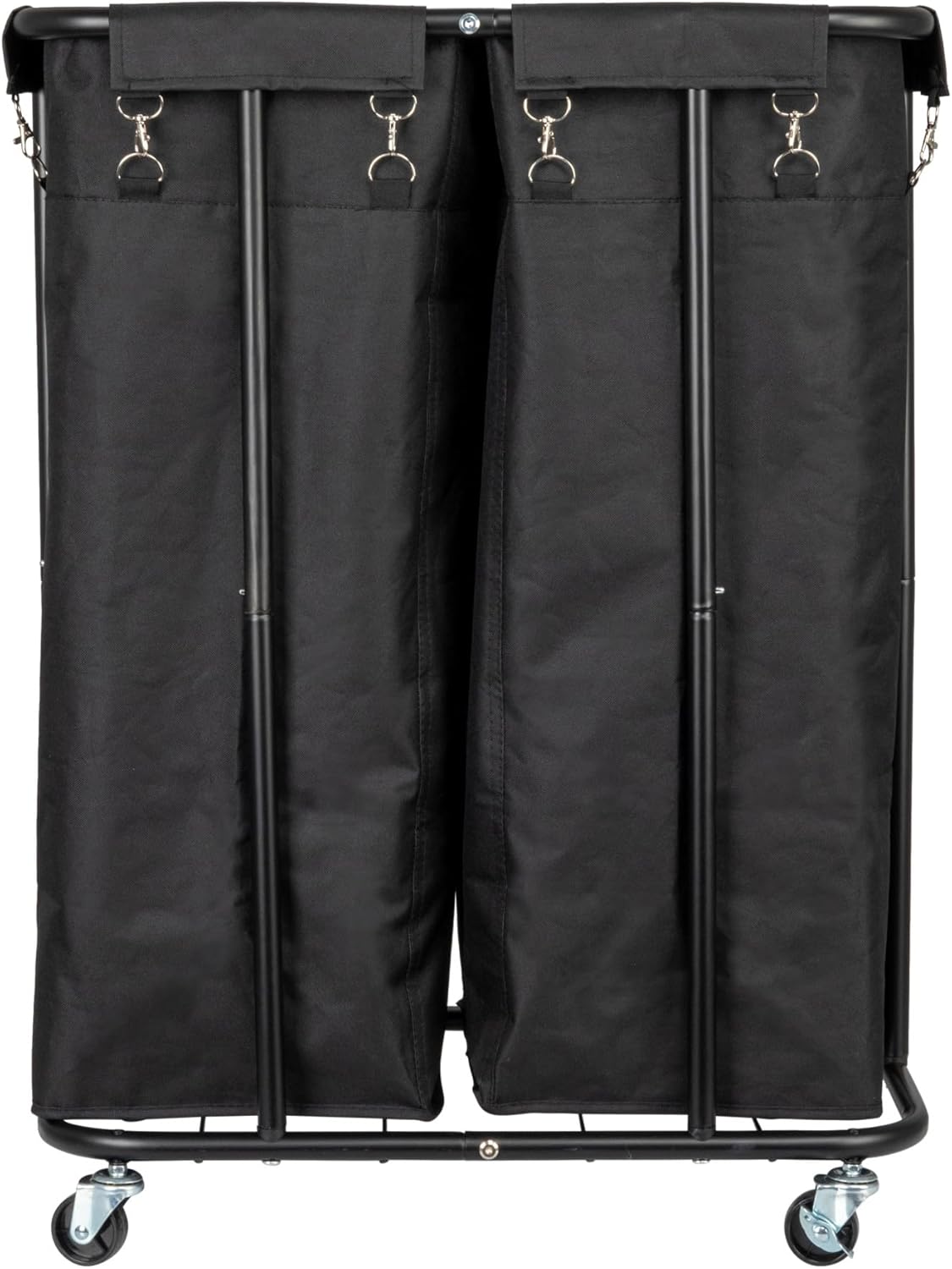 Household Essentials Clasificador de ropa rodante de 2 bolsas, color negro