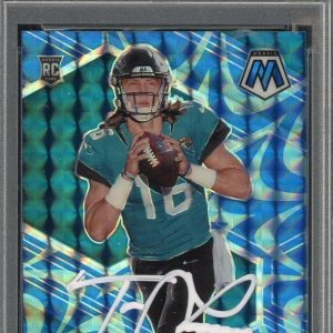 Trevor Lawrence Autographed 2021 Panini Mosaic Rookie Card #301 Auto PSA 5659103 Trevor Lawrence Autographed 2021 Panini Mosaic Rookie Card #301 Auto PSA 5659103