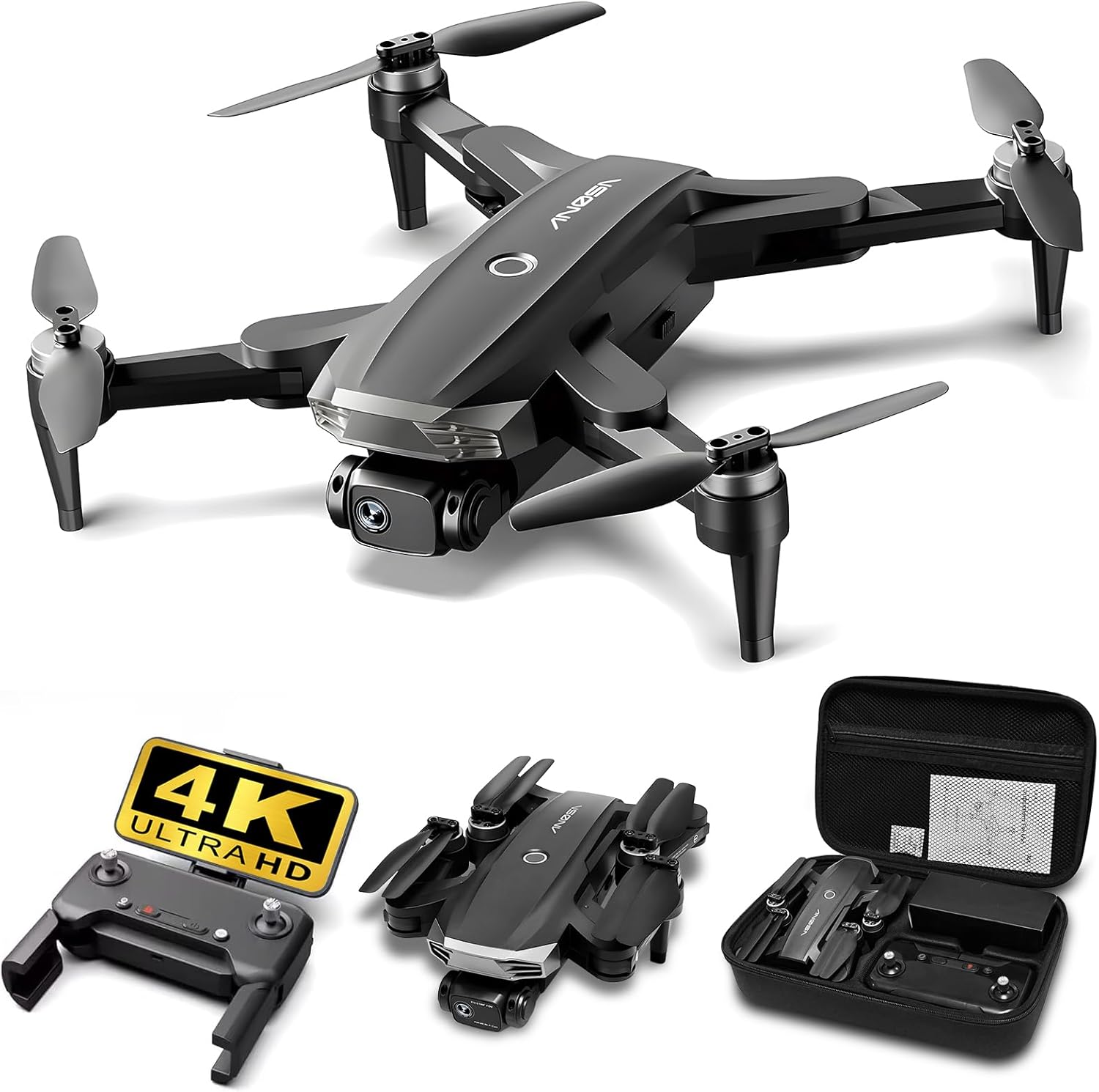 Drones con cámara para adultos 4K  Juguetes regalos para niños, adultos, principiantes  RC Quadcopter WiFi FPV Live Video, plegable, funda de