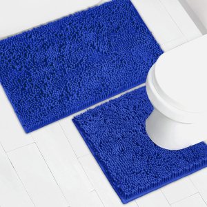 Juego de 2 tapetes de baño de felpilla superabsorbentes, parte trasera antideslizante de PVC fuerte, tapetes de baño para baño, felpa peluda, Juego de 2 tapetes de baño de felpilla superabsorbentes, parte trasera antideslizante de PVC fuerte, tapetes de baño para baño, felpa peluda,