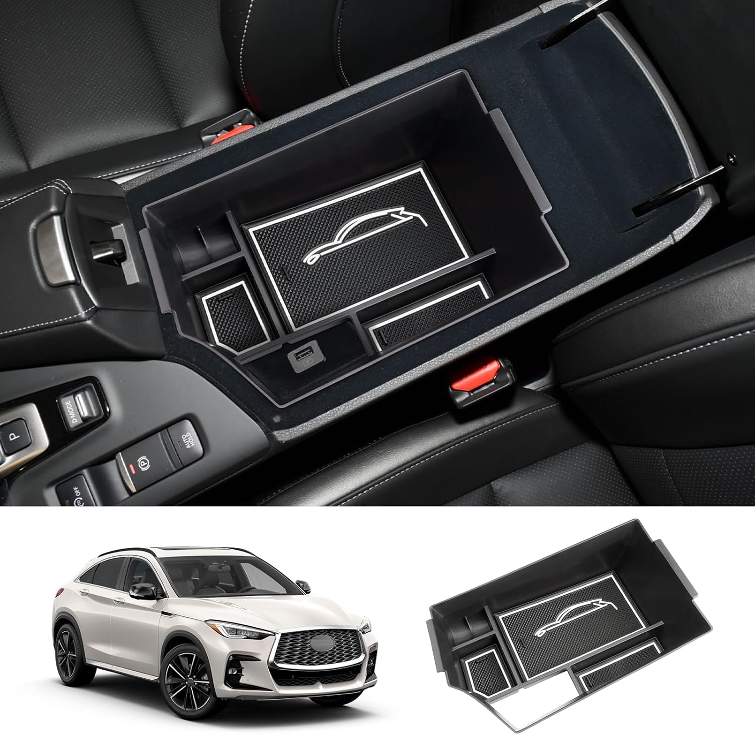 LUWU 2023 2024 Infiniti QX50 QX55 Organizador de consola central, caja de reposabrazos, organizador de reposabrazos 2018-2024 QX50 Bandeja de