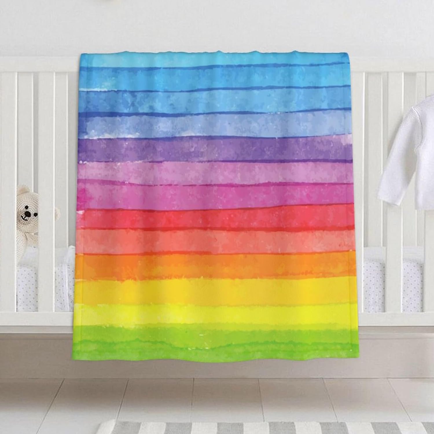 Manta de bebé arcoíris para niños y niñas, manta de cama suave, cálida y acogedora, regalo para baby shower, 30 x 40 pulgadas