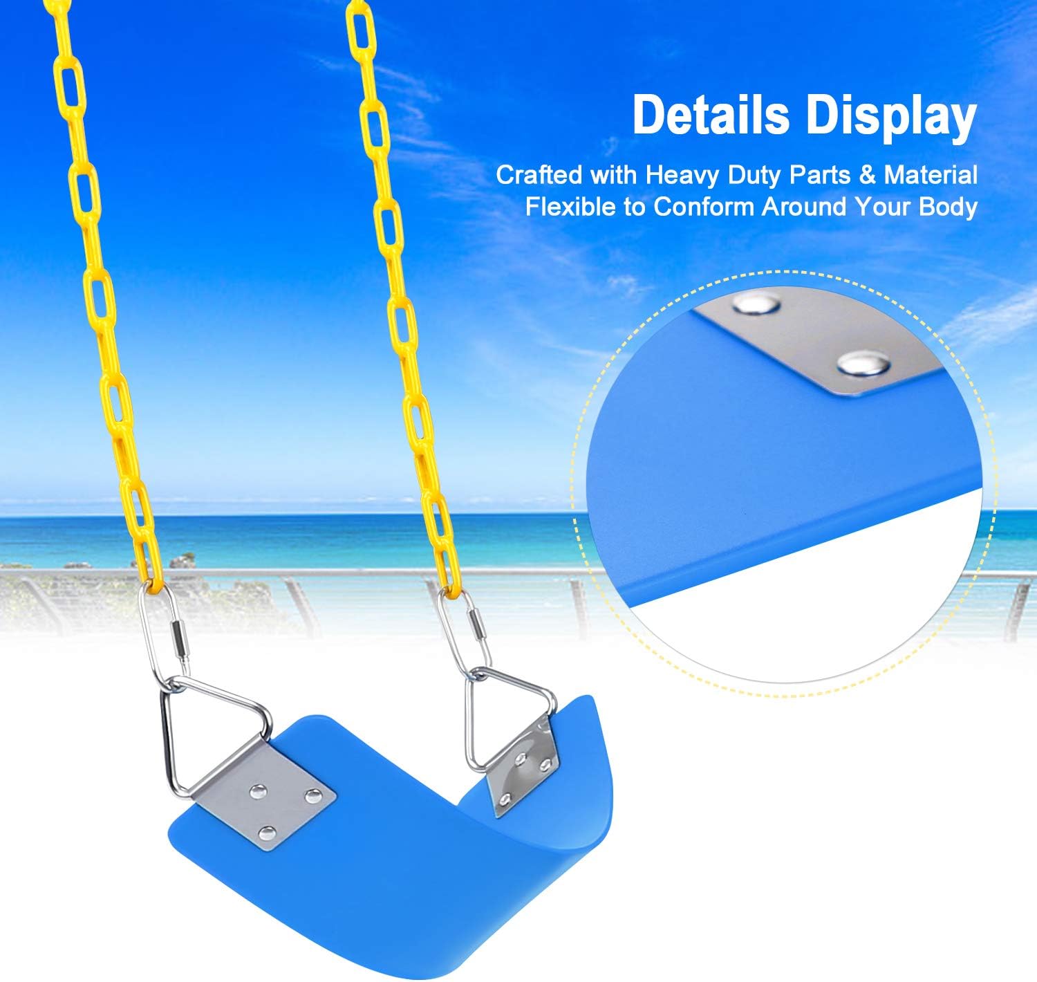 AGPTEK – Juego de columpio, asiento de columpio con cadenas antioxidantes de 66 pulgadas con revestimiento termoplástico, soporta 250 libras,