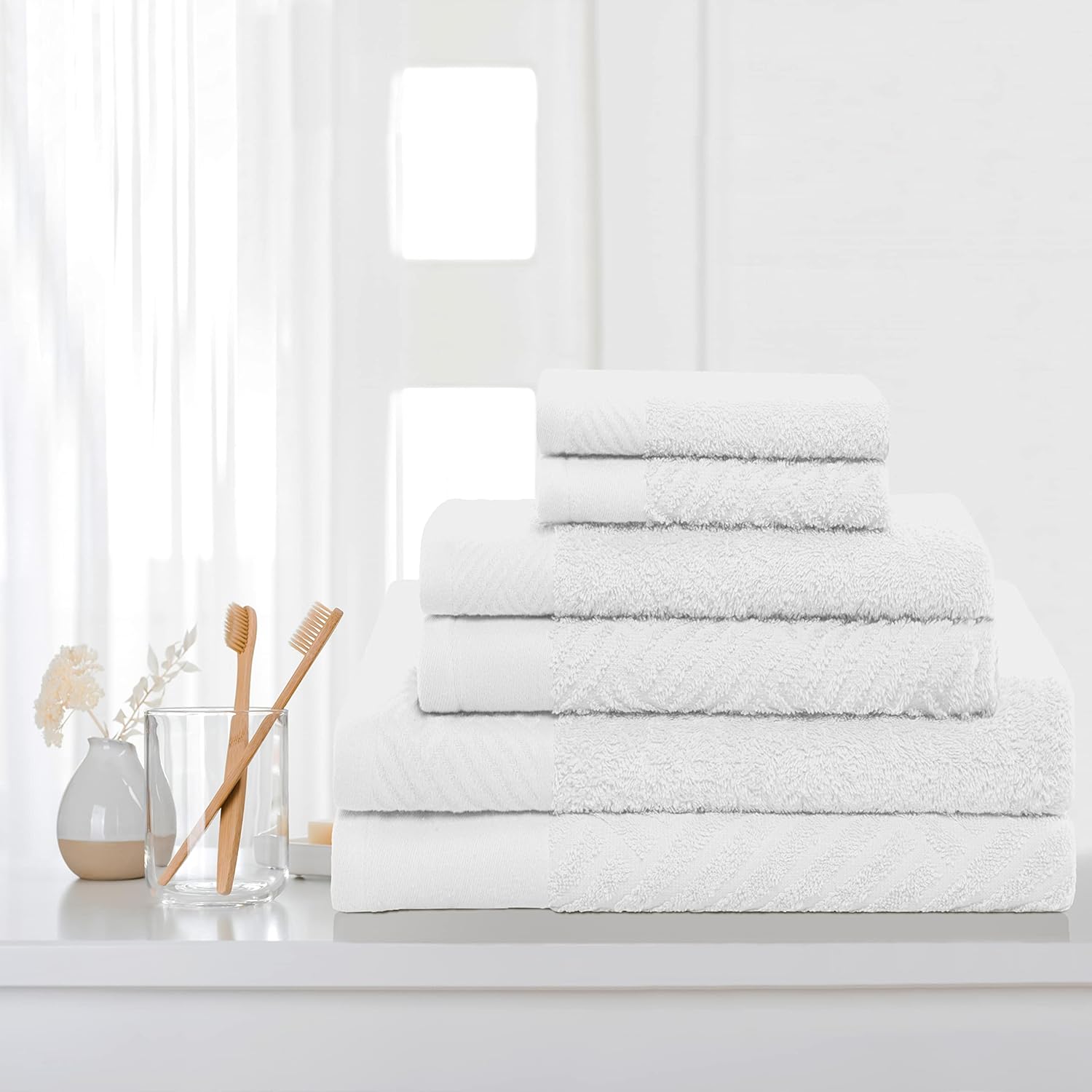 SUPERIOR Juego de 6 toallas de baño de algodón egipcio, dos toallas de cara, dos toallas de mano, dos toallas de baño, ideal para baño, cocina o