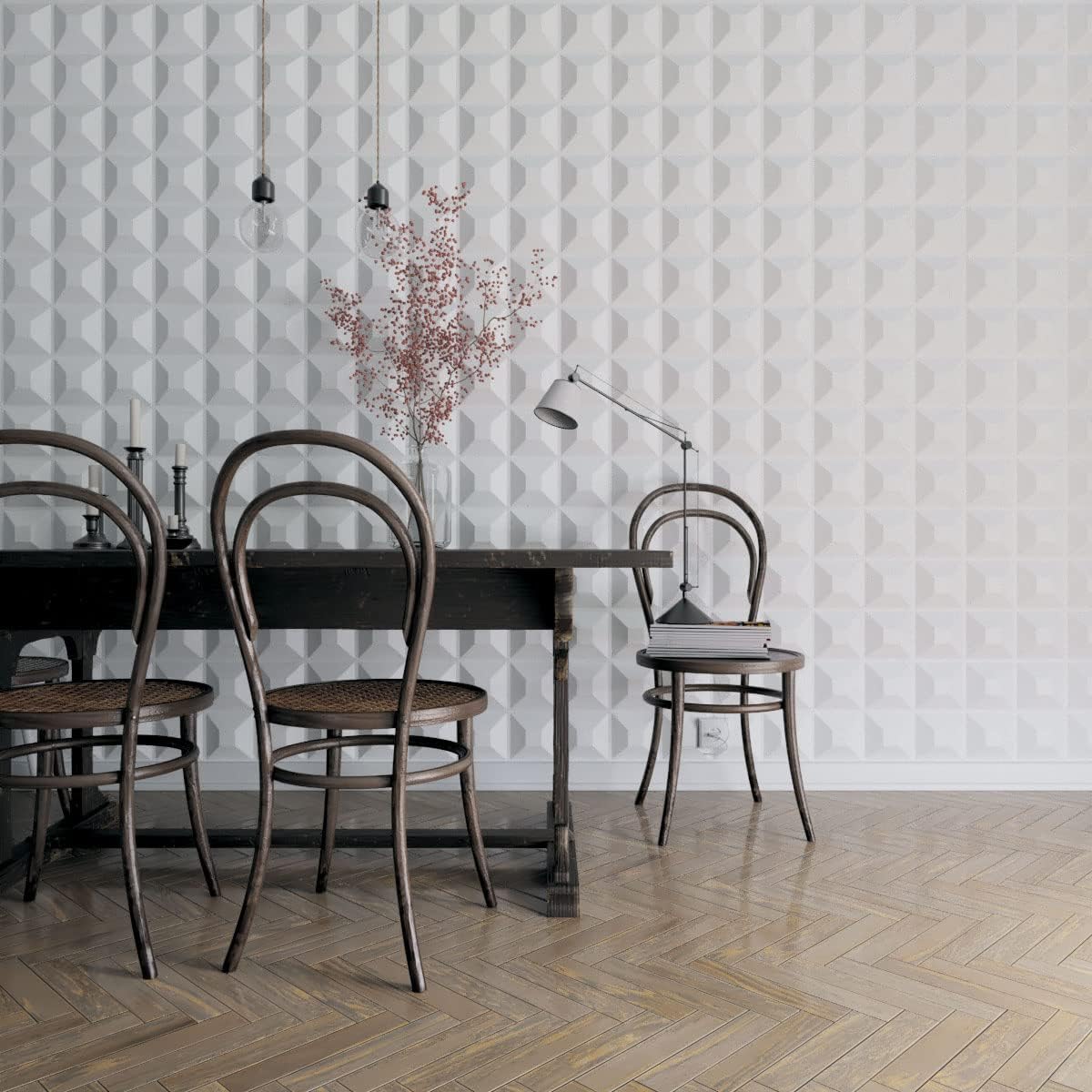 Ekena Millwork WP12X12SWWH-CASE-20 11 78 pulgadas de ancho x 11 78 pulgadas de alto Swindon EnduraWall Decorativo 3D Cubiertas de panel de pared