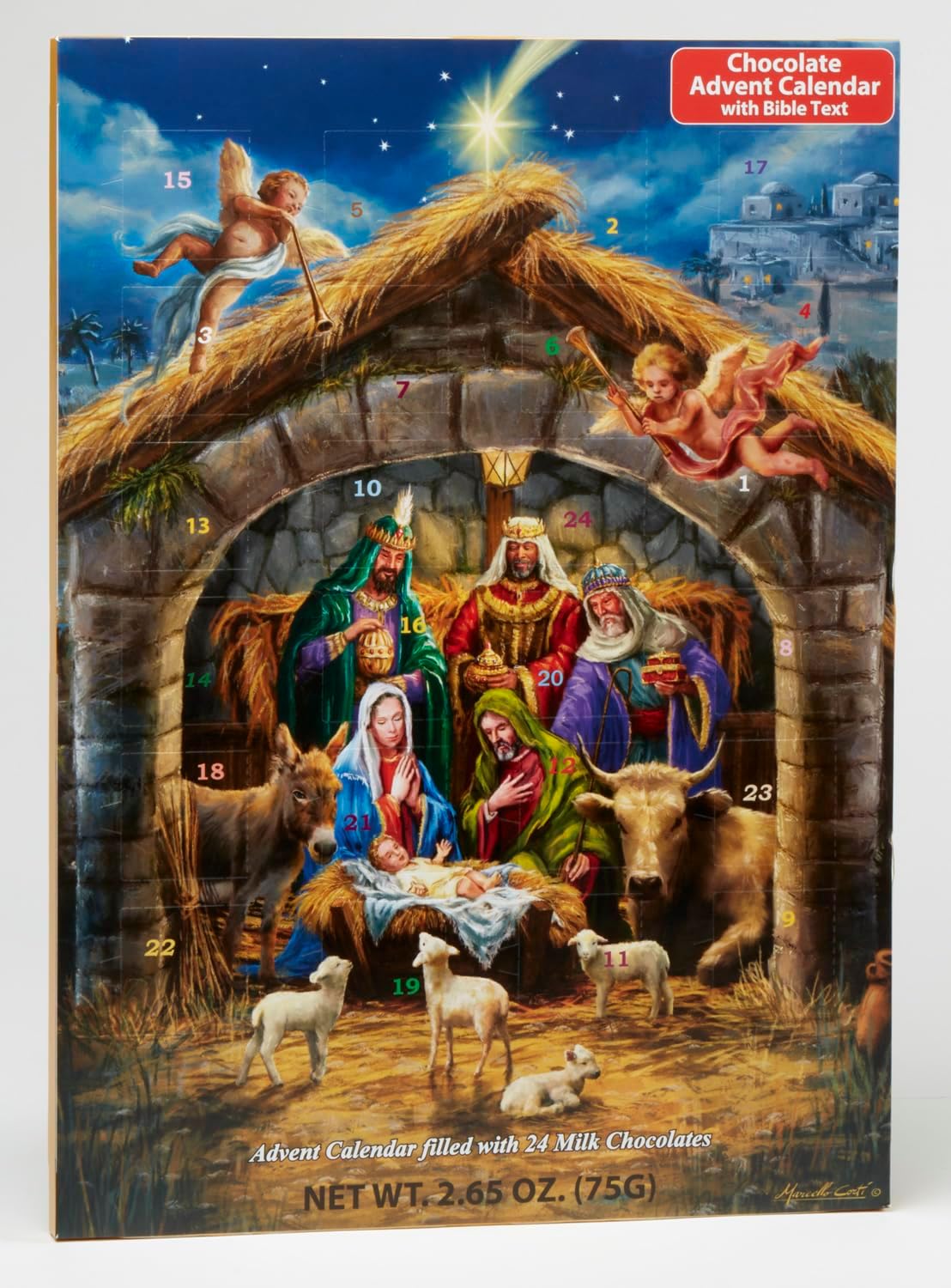 Vermont Christmas Company Calendario de Adviento de chocolate con historia de pesebre (cuenta regresiva para Navidad)