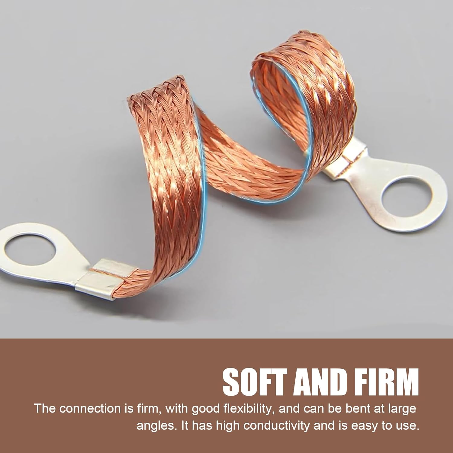 Pack-5 Car Engine Grounding Strap, 3 Pcs 9.8″ + 2 Pcs 12.9″ Flexible Copper Braided Multi-purpose Grounding Cable Strap, Bridge Cable Distribution
