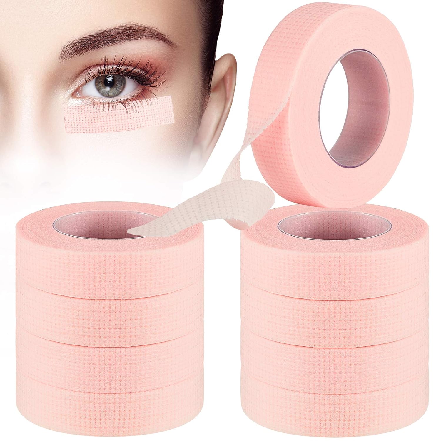 10 Rolls Eyelash Extension Tape Fabric Eyelash Tape Breathable Eyelash Grafting Tape False Eyelash Adhesive Non-woven Tape DIY Sticker for Eyelash