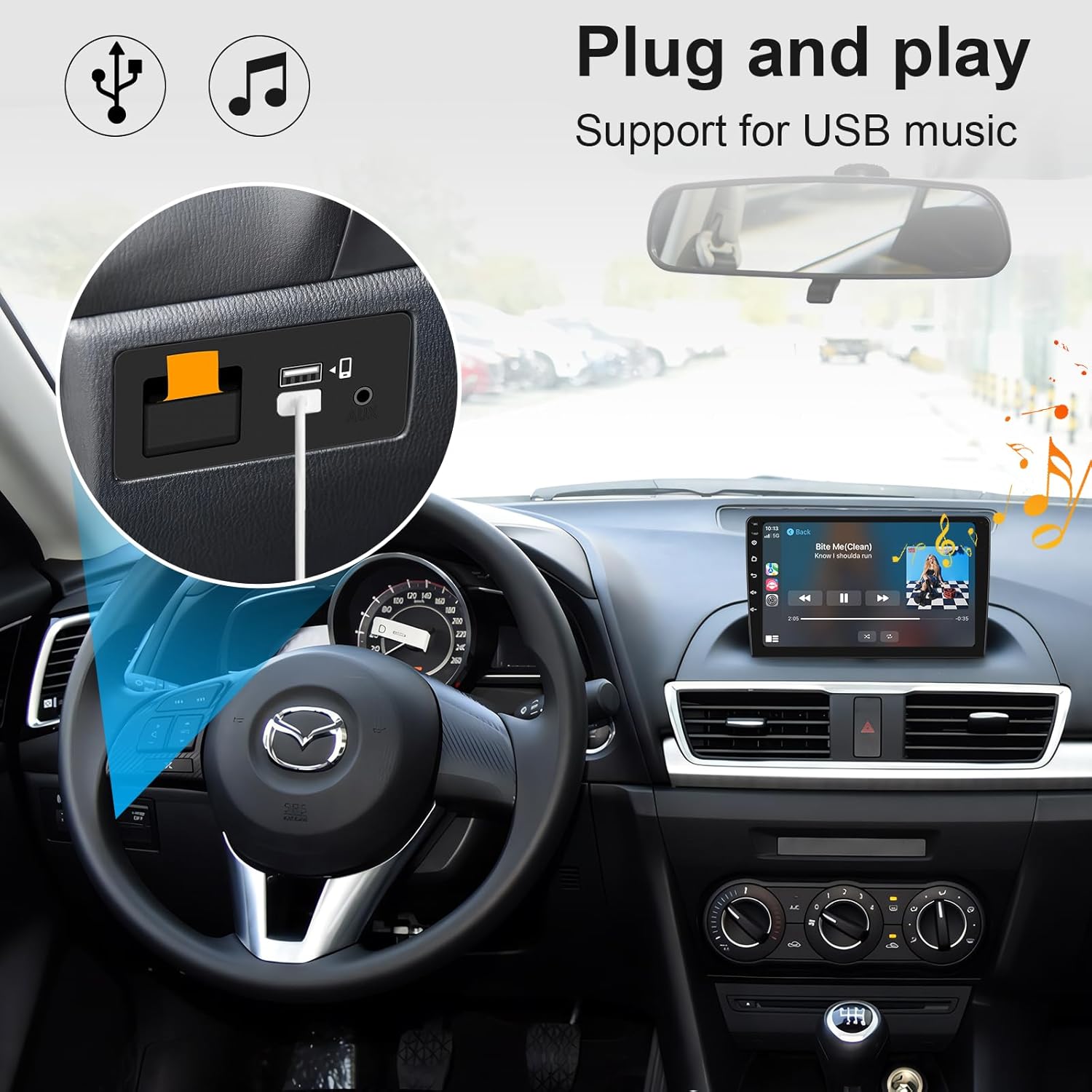 Rimoody TK78-66-9U0C Carplay Android Auto Retrofit Kit compatible con Mazda 2 3 6 CX3 CX5 CX9 MX5 Miata 2014-2020 Adaptador de juego de coche puerto