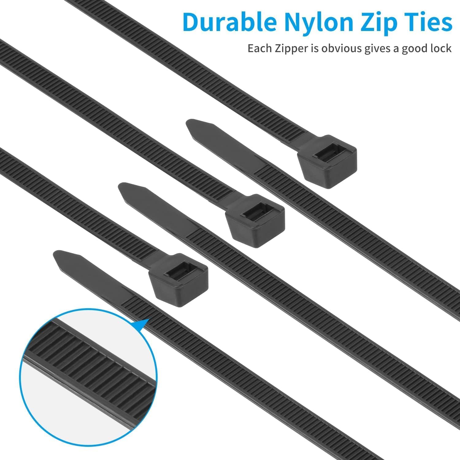 Armpow Bridas negras de 48 pulgadas para cables resistentes, paquete de 50 unidades, 200 libras, ultra exclusivas, bridas de plástico fuertes,