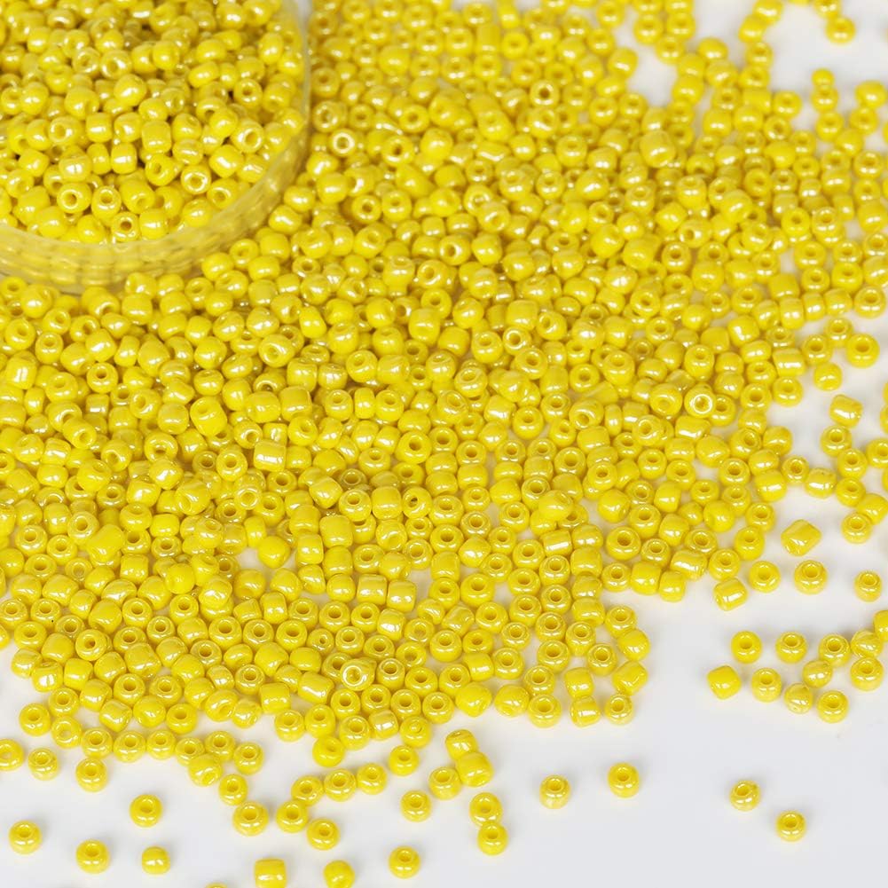 Bala&Fillic Cuentas de semillas de vidrio sueltas de color amarillo claro opaco de 0.157 in, alrededor de 1400 piezas3.88 oz en caja 60, cuentas de