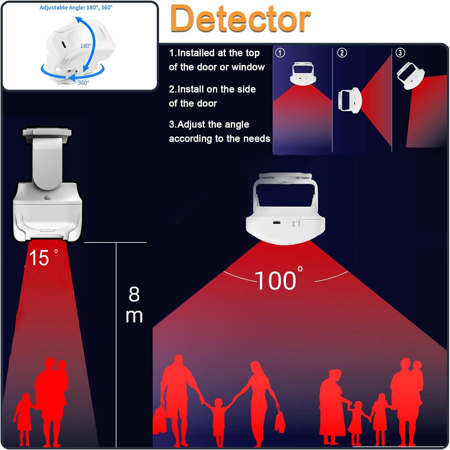 Detector de sensor de movimiento PIR inalámbrico, timbre de bienvenida, timbre de seguridad, timbre para buzón de negocios, alerta de entrada de