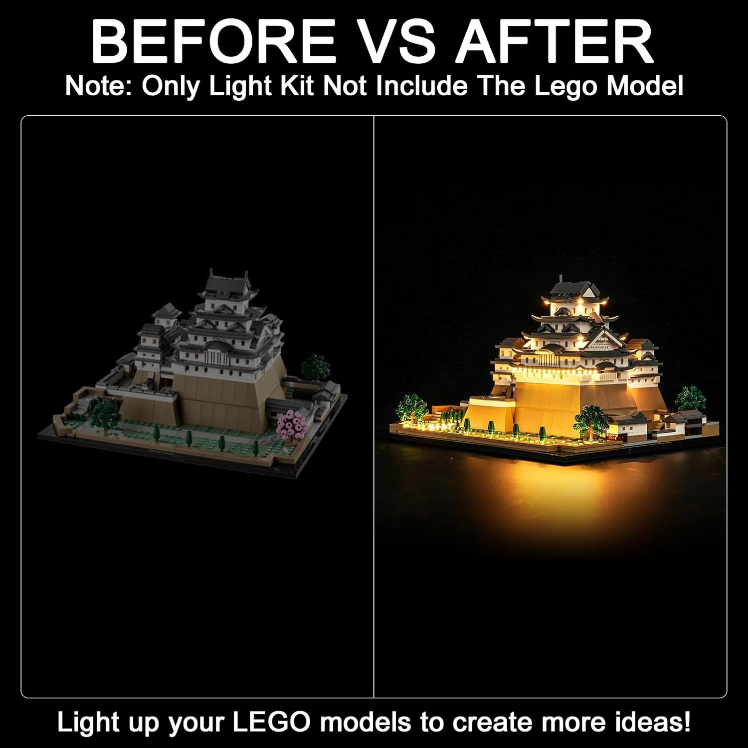 Kit de luz LED mejorado para Lego Architecture Landmarks Collection Himeji Castle Building Set, Compatible con Lego 21060 (Modelo no incluido)