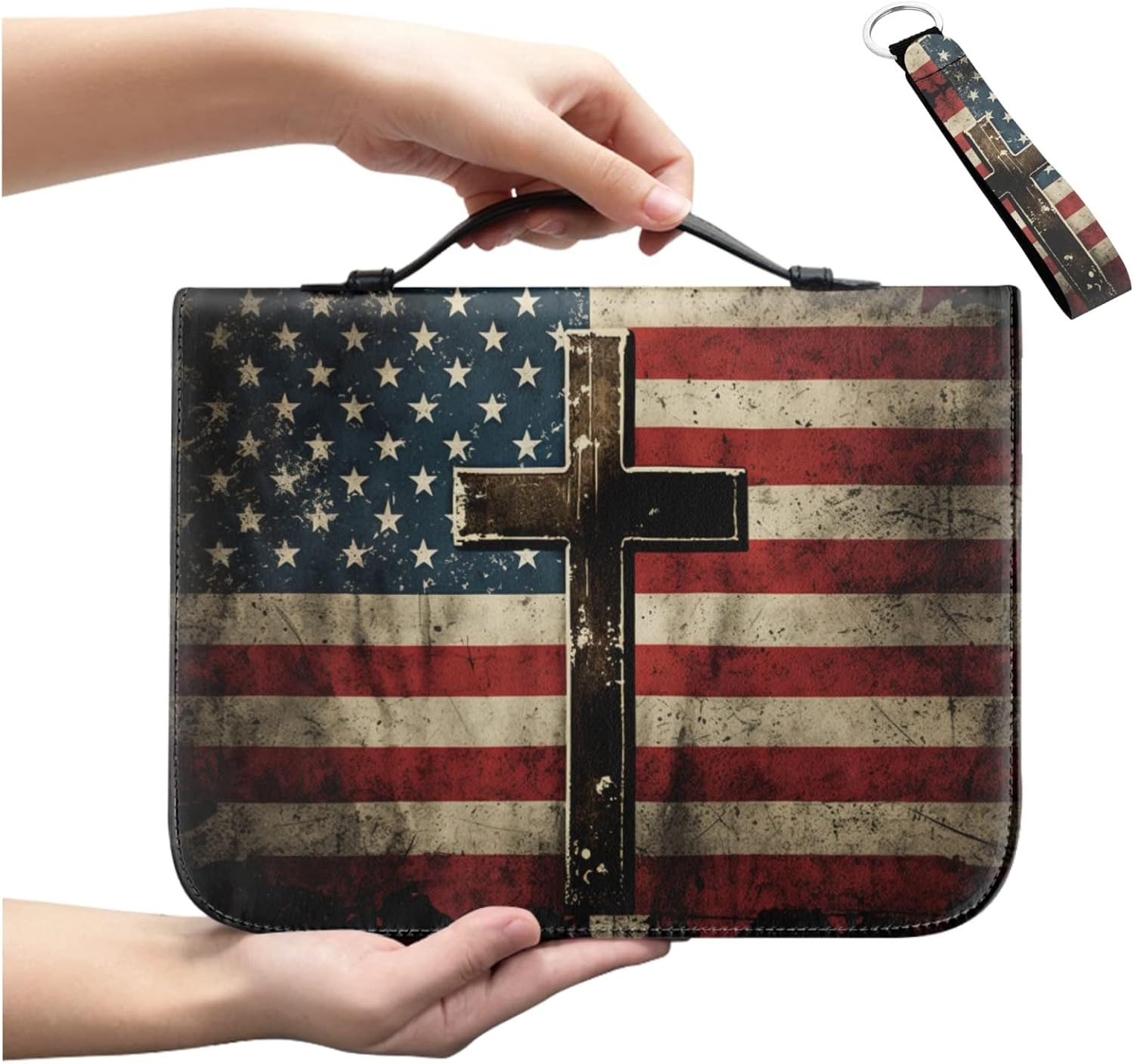 Bengbobar Funda de la Biblia con la bandera estadounidense para hombres y mujeres, funda para la Biblia del 4 de julio, Día de la Independencia,